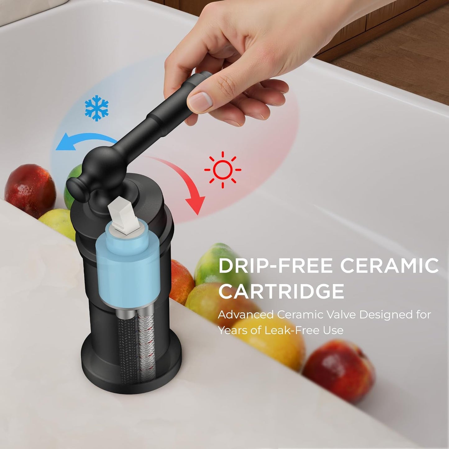 FORIOUS 2 Hole Black Kitchen Faucet with Pull Down Sprayer, Stainless Steel Rustic Kitchen Sink Faucet 3 Spray Modes with Single Seperate Handle, Suitable for Farmhouse Outdoor Camper Rv Bar