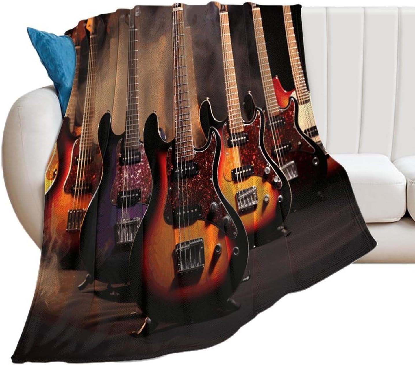 Cool Electric Guitar Blanket Chunky Fluffy Fuzzy Bed Blankets Cozy Soft Warm Winter Blankets Anti-Pilling Flannel Throw Blanket for Couch Living Room Bedroom Multiple Size