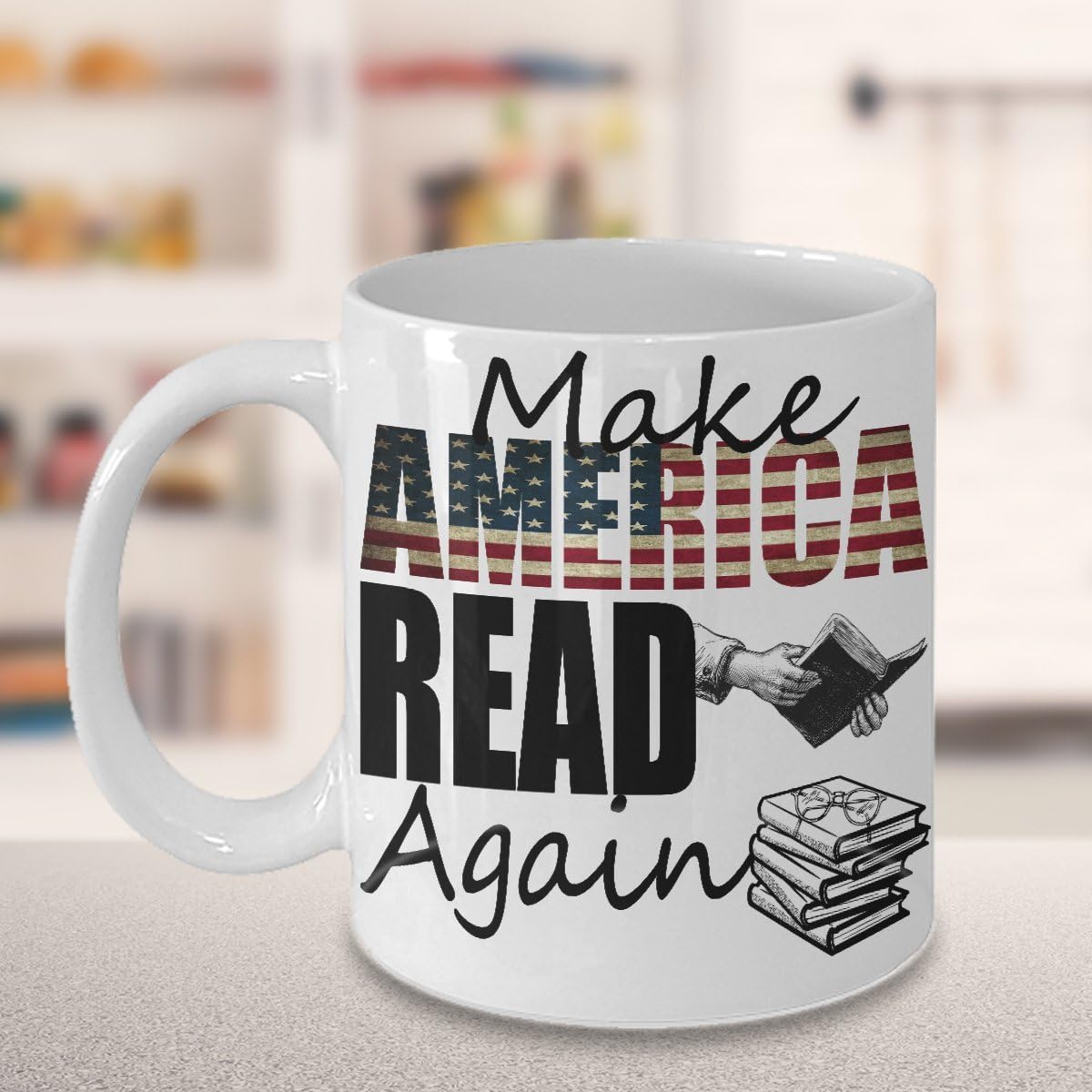 MAKE AMERICA READ AGAIN MUG ~ Book lover -I love hot girls - go away -reading quote - funny love to read - mug if you can read this - librarian gifts -White coffee Tea Cup 11 Oz