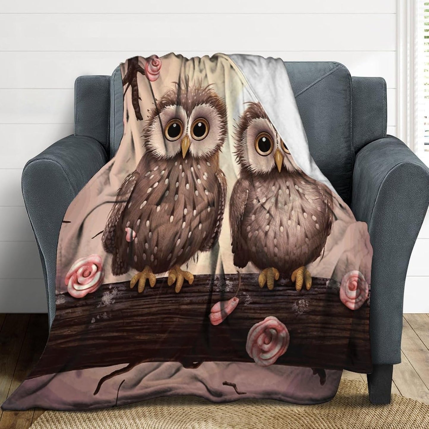 Cute Owls Throw Blanket for Couch Super Soft Warm Lightweight Throw Blankets Cozy Flannel Bed Blanket Cute Decorative Blankets for All Seasons Home Decor Gift 60"*80"（150 * 200cm）