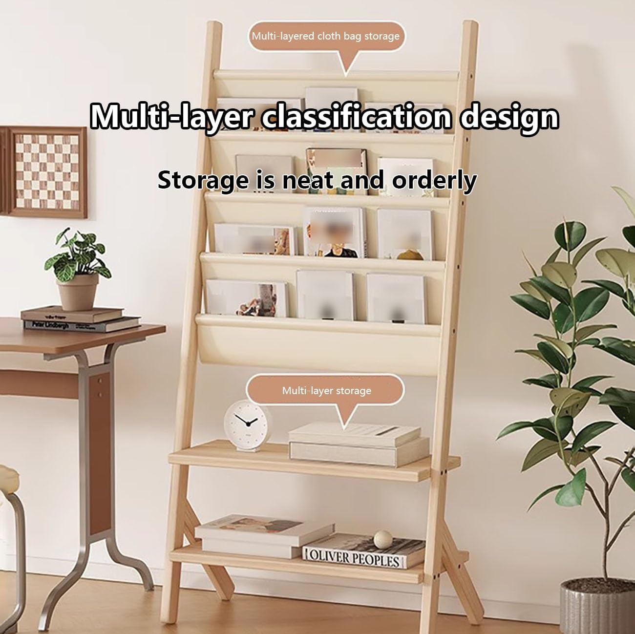 Kids Bookshelf,Bookcase 6 Tier Bookshelf,Modern Open Bookshelf,Narrow Floor Standing Bookshelf Organizer,No Sharp Edges,for Bedroom, Living Room, Classroom.(44 * 33 * 156cm)