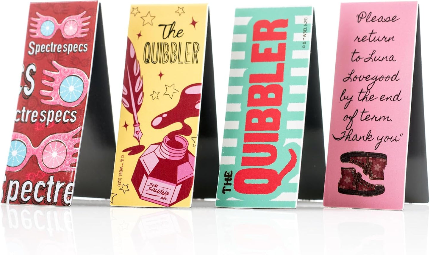 Conquest Journals Harry Potter The Quibbler Magnetic Bookmarks, Set of 4 Page Clips, Sturdy Cardstock Book Markers with Strong Magnets, 1'' x 2.5'', Officially Licensed