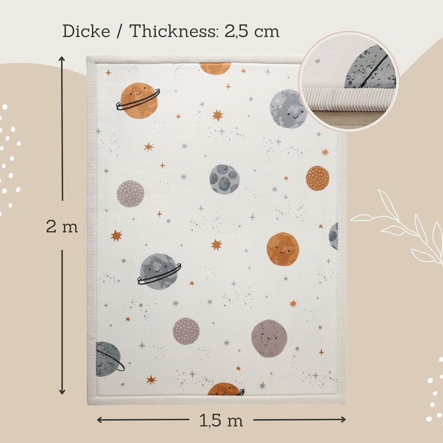 Hakuna Matte CloudSoft Baby Play Mat for Floor 60" x 80" Planets – Coral Velvet Memory Foam Rug for Crawling & Cozy Play – Non-Slip, Water-Resistant, Easy-CareTummy Time Mat, Playmat for Playpen