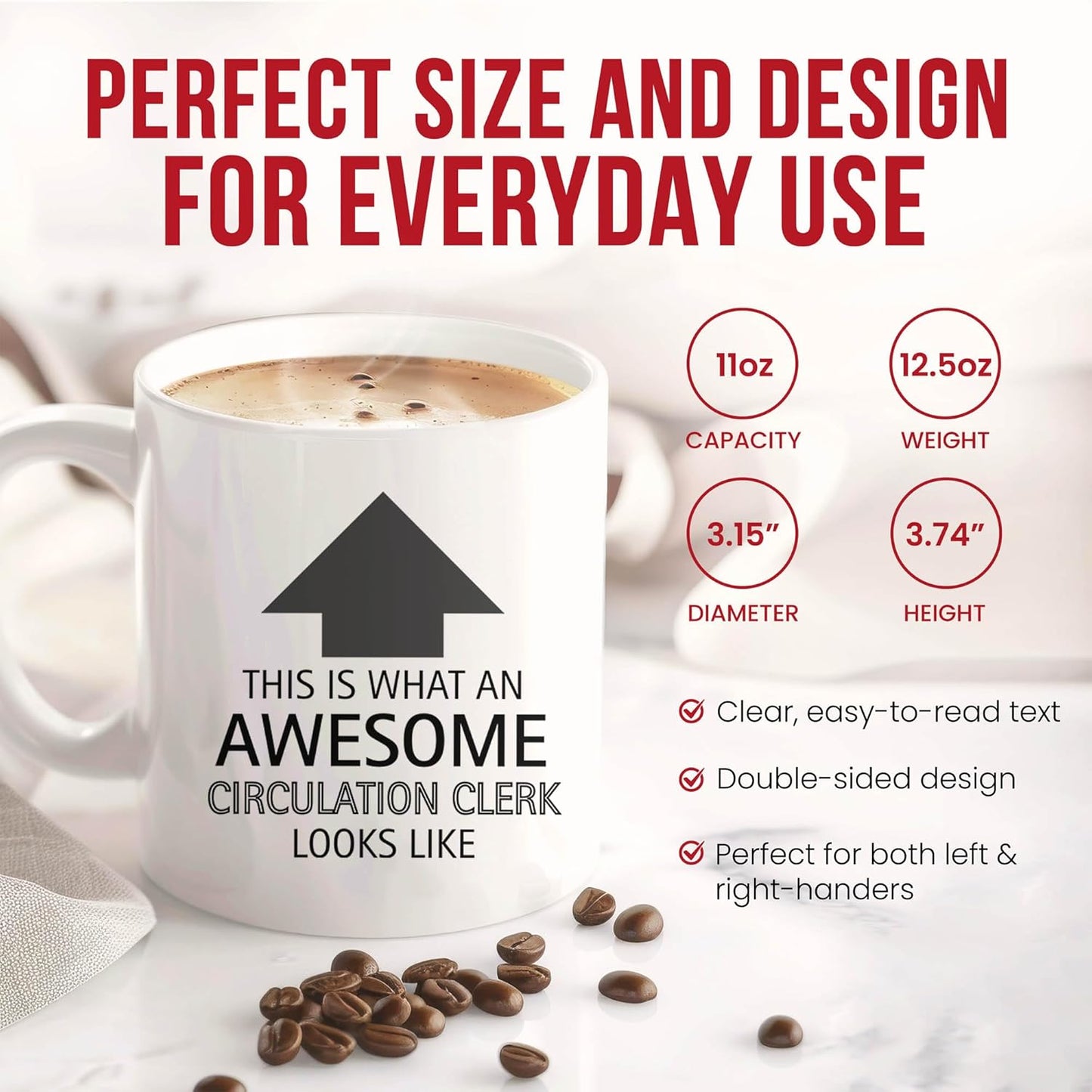 Awesome Circulation Clerk Looks Like Mug - Library Coffee Cup - Book Lover Funny Gift From Friends - Reading Enthusiast Tea Mugs - Literature Cups - 11 Oz Ceramic Gifts For Birthday, Him, Her