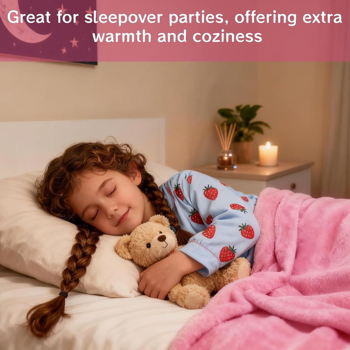 16 Pcs Flannel Blankets 40 x 60 Inch Warm Throw Blanket Soft Flannel Blanket for Girls Sleepover Party Teenager Bed Travel SPA Movie Party (Pink)