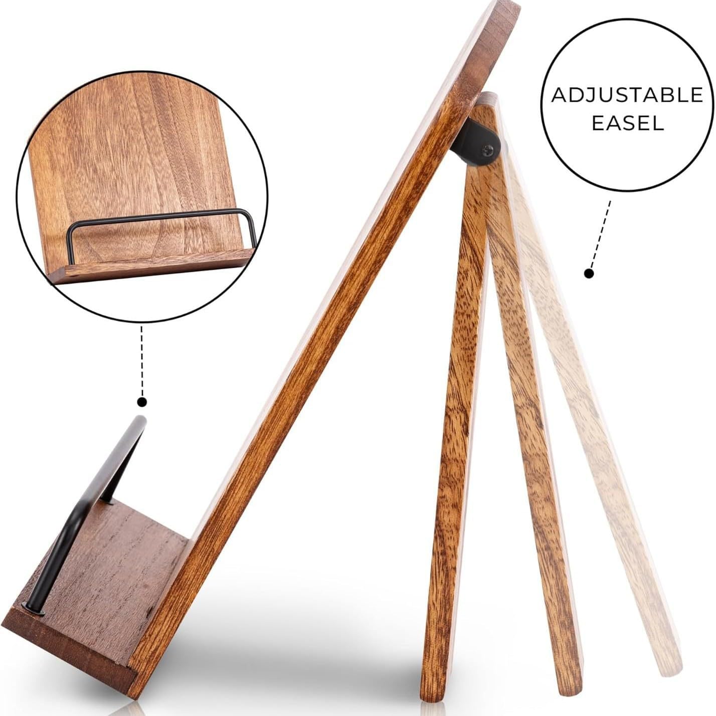 Cookbook Holder and Stand - Sturdy Countertop Design Effortlessly Holds cookbooks Crafted from Solid Wood for Durability and Style, This Versatile Kitchen Accessory Keeps Your Recipes Secure