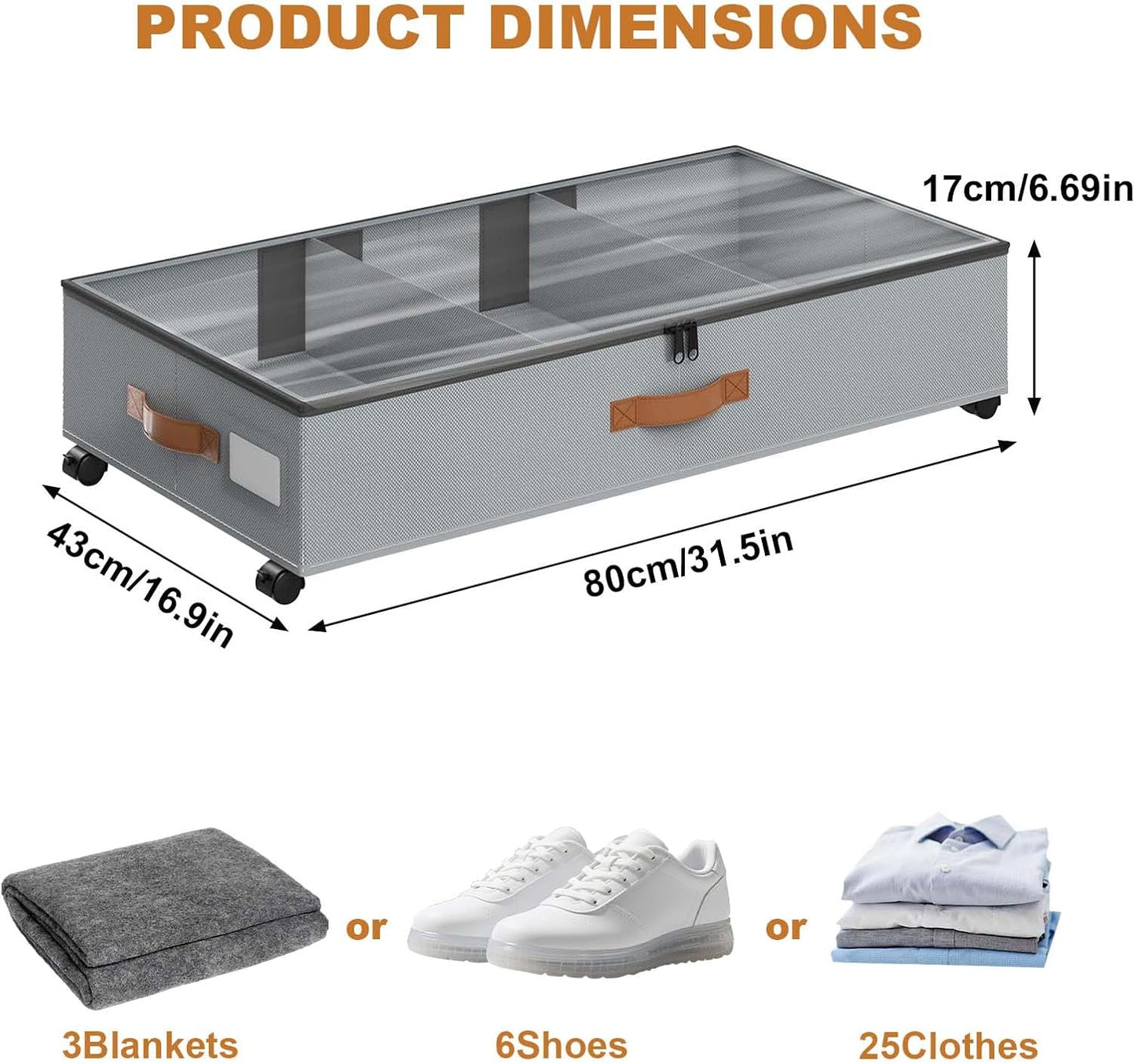 GAOMON Under Bed Storage with Wheels, 2 Pack Rolling Under-Bed Storage Containers with Clear Lids, Low Profile Storage Bins for Clothes, Shoes, Toys, Blankets - Space Saving Underbed Organizer