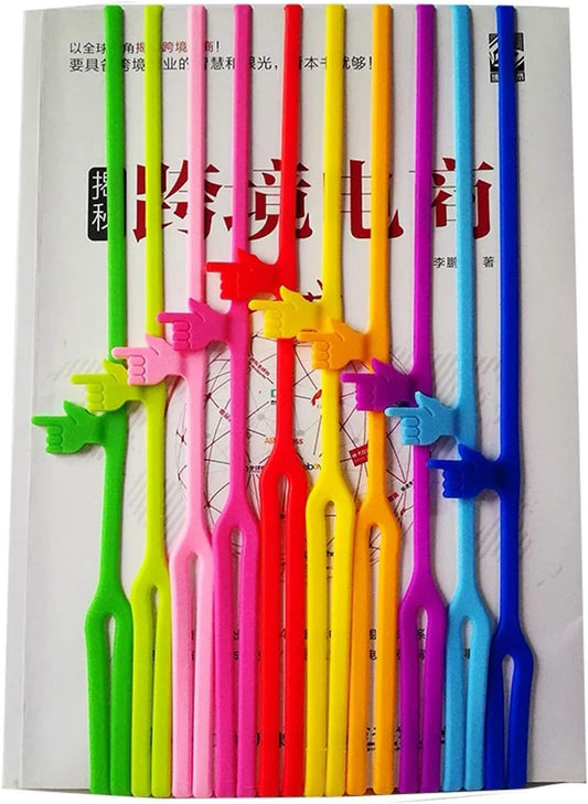 Silicone Finger Point Bookmark for Books 8 Inch Color Elastic Rubber Strap Book Marker Reading Page Holder Office School Pack-6 (20 Pcs)