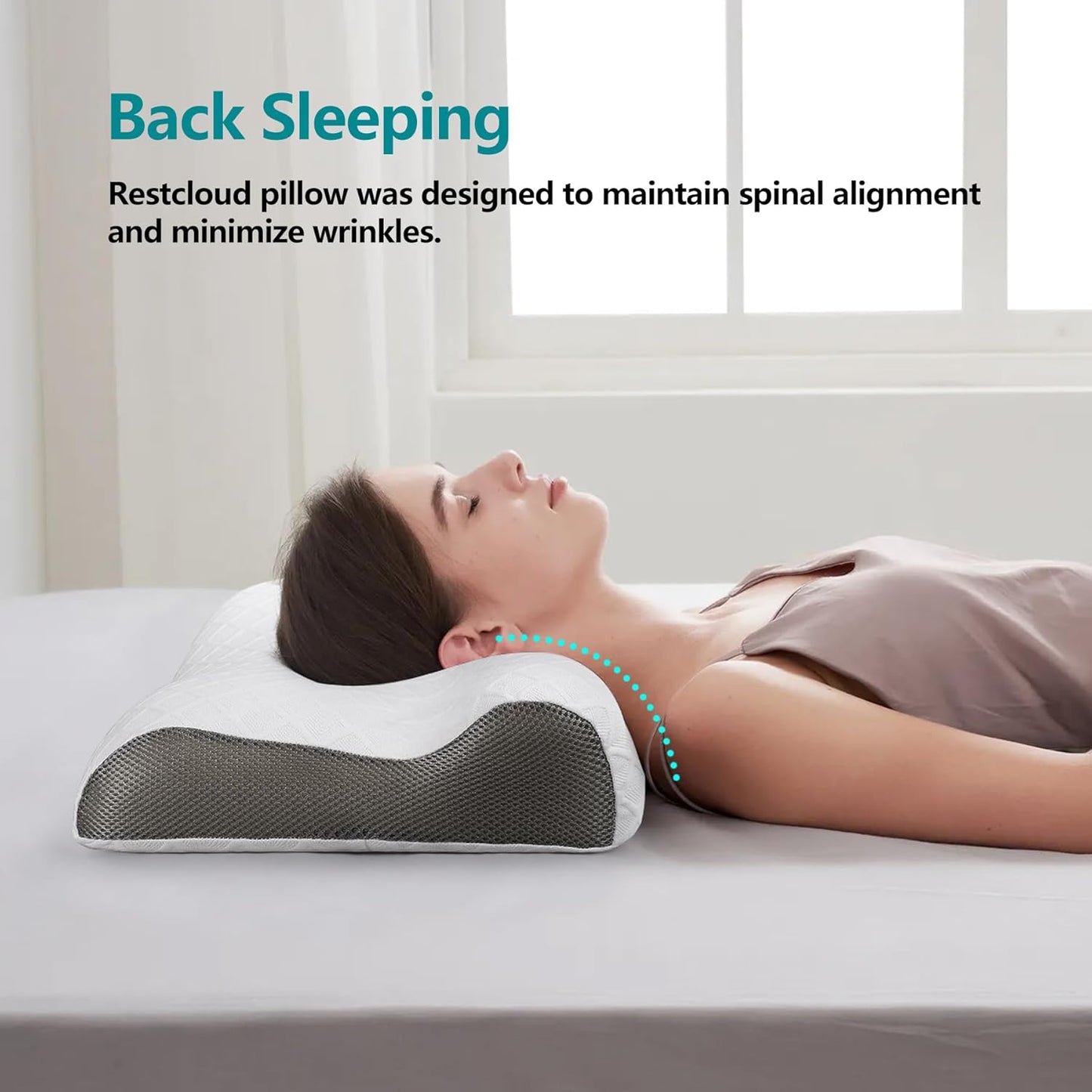RESTCLOUD Contour Memory Foam Pillow, Cervical Neck Pillow for Neck Pain Relief, Ergonomic Memory Foam Neck Pillow for Side and Back Sleeper (Standard)