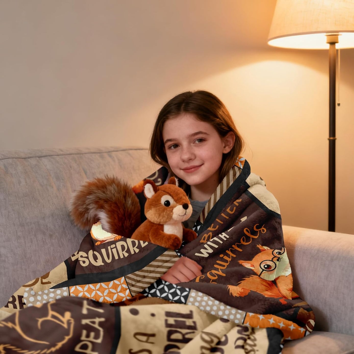 Squirrel Gifts Blanket 50" X 60", Squirrel Lover Gifts for Women/Men, Funny Squirrel Accessories Stuff for Boys/Girls