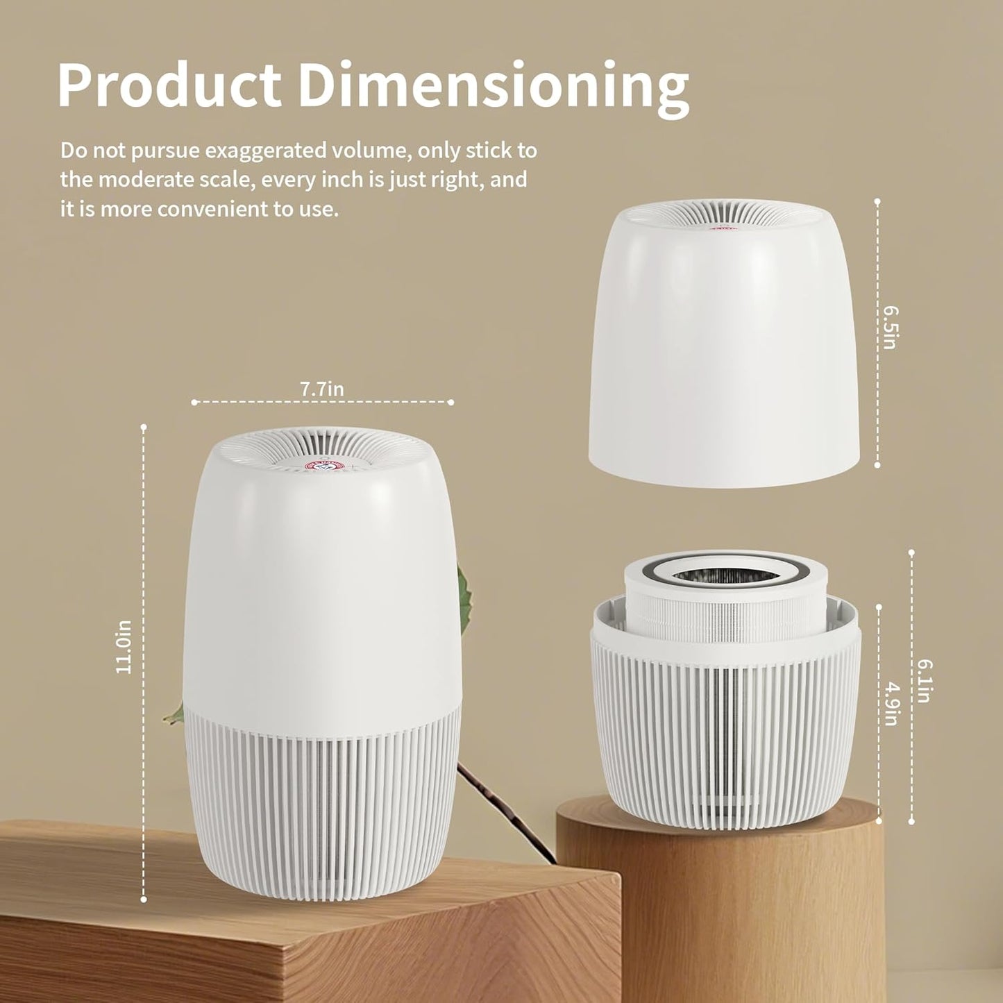 Air Purifiers for Home with Night Light, HEPA Filter Captures 99.97% of Smoke, Pollen, Pet Dander & Odors, Quiet for Bedroom, Office, Home, Pearl White