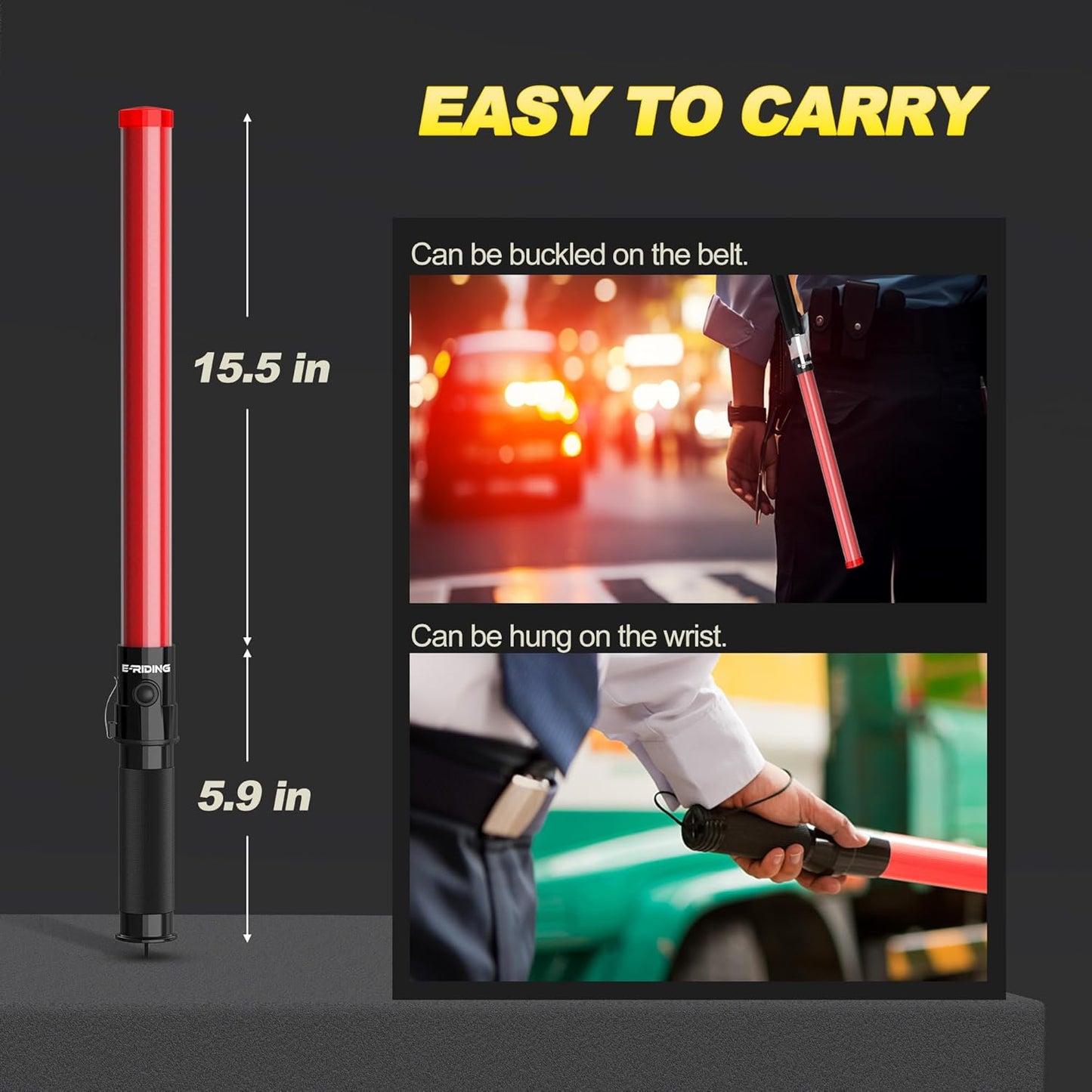4 Pack 21 Inch Traffic Wand, Air Traffic Control Wand with 3 Flashing Modes, LED Multifunction Traffic Safety Baton for Airport, Parking, Car Directing