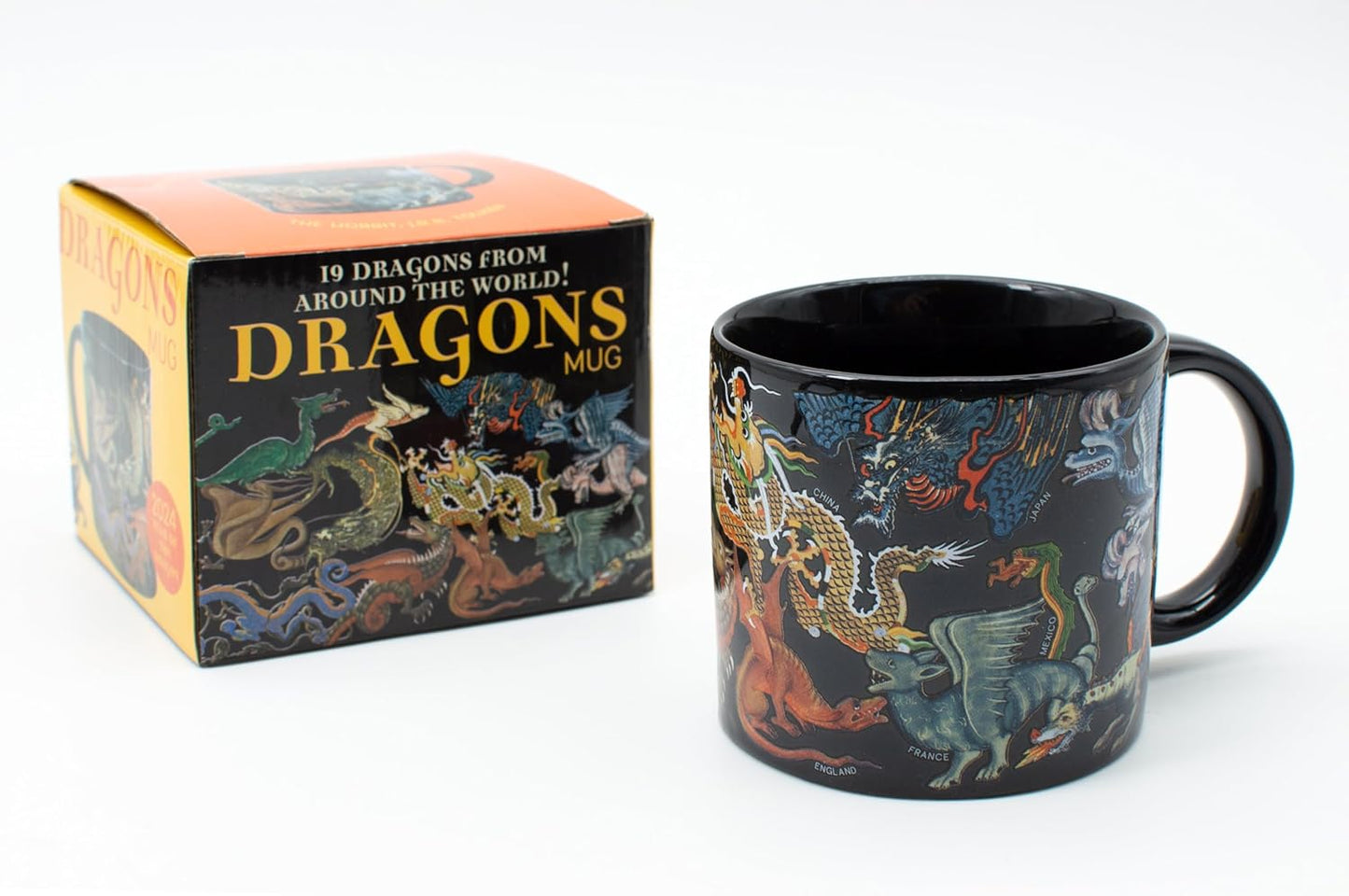 The Unemployed Philosophers Guild Dragon Mug - Features 19 Different Dragons From Around the World, Comes in Fun Box, 14 oz