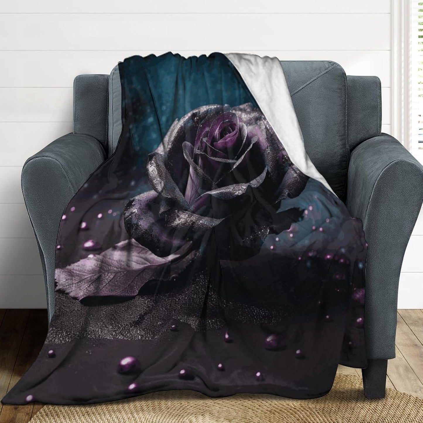 Purple Rose2 Blanket Super Soft Lightweight Throw Blanket Cute Cozy Warm Bed Blanket Decorative Fuzzy Blanket All-Season Home Decor Gift for Sofa Couch Living Room 60"*80"（150 * 200cm）