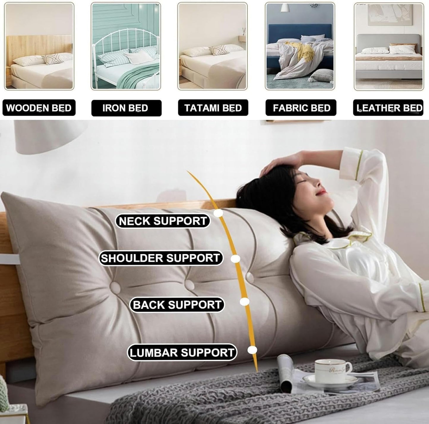 Triangular Headboard Pillow, Headboard Wedge Rest Reading Pillow Bedrest Throw Pillows Large Bolster Headboard Back Support Lumbar Cushion with Removable Cover