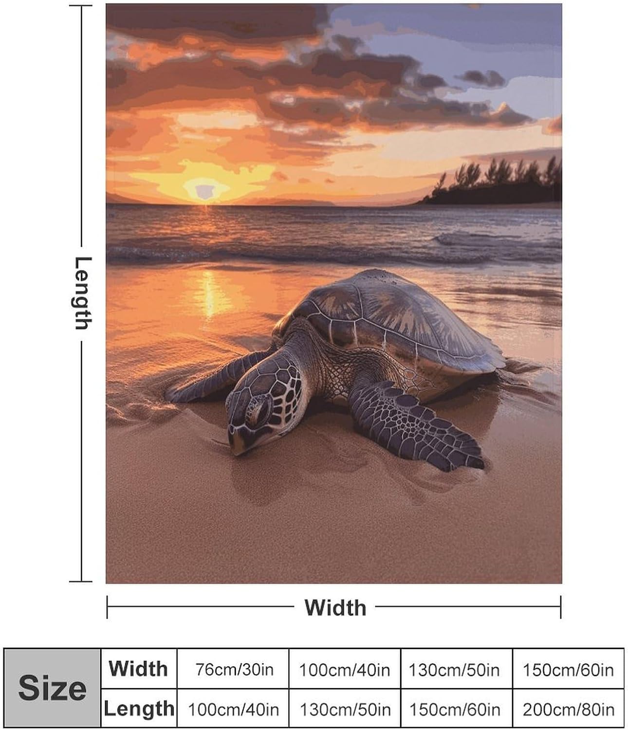 Sea Turtle Sunset Blanket Super Soft Lightweight Throw Blanket Cute Cozy Warm Bed Blanket Decorative Fuzzy Blanket All-Season Home Decor Gift for Sofa Couch Living Room 40"*50" （100 * 130cm）