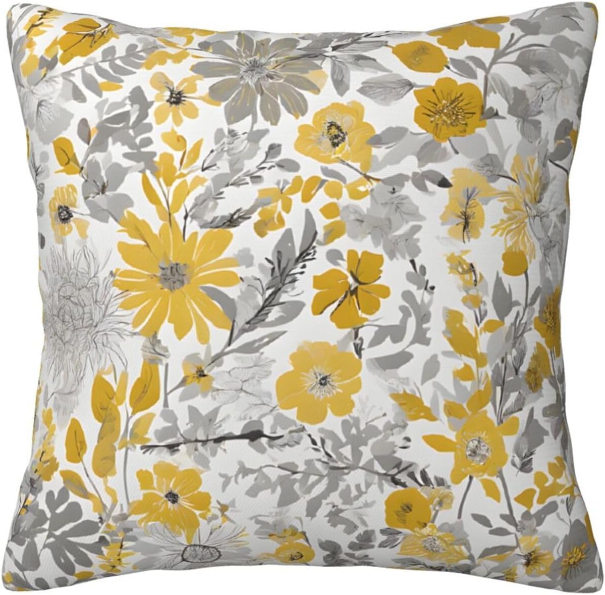 All-Season Square Pillow Covers 18"X18", Flower, Decorative Throw Pillow Covers for Sofa Bed Couch, Hidden Zipper Cushion Cover, Square Lumbar & Accent Pillowcases for Home Decor