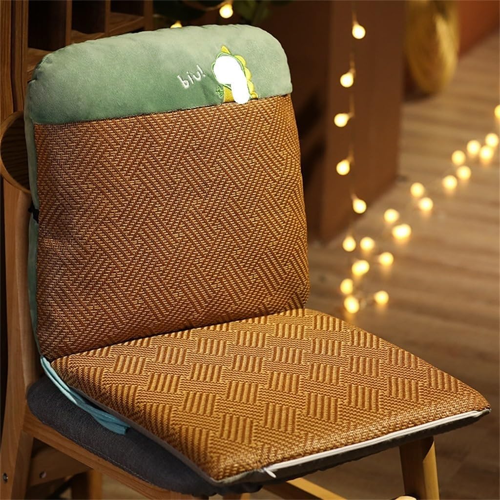 Mat Rattan Seat Cushion Lumbar Pillow Office Back Support(E)