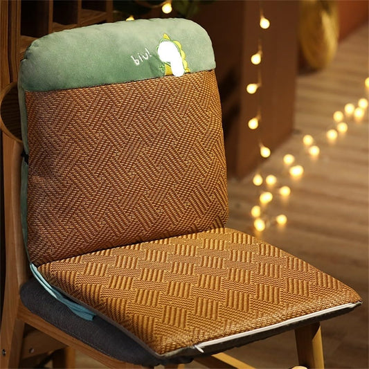 Mat Rattan Seat Cushion Lumbar Pillow Office Back Support(E)