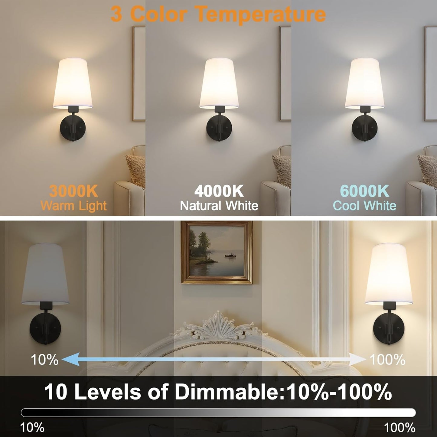 Battery Operated Wall Sconces Set of 2, Rechargeable Black Wall Sconce with Remote Control, 12 Colors RGB Magnetic Bulb, Wireless Battery Wall Lamp for Bedroom Living Room Hallway