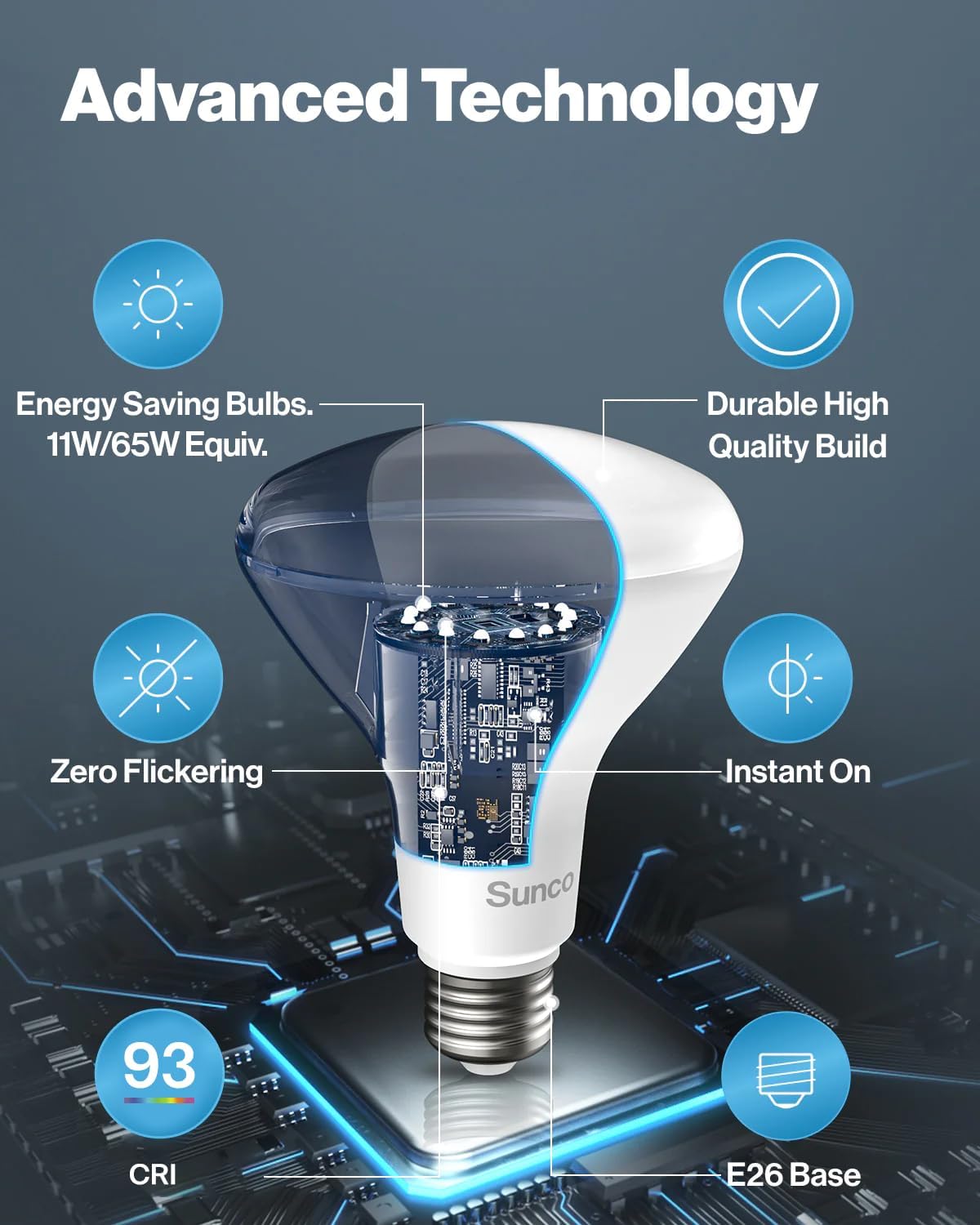 Sunco 6 Pack BR30 Light Bulbs LED, Recessed Can Light Bulbs, Indoor Flood Bulb, 850 LM, 11W (65W Equivalent), 5000K Daylight, Dimmable, E26 Base, for Home, Kitchen, Bedroom UL.