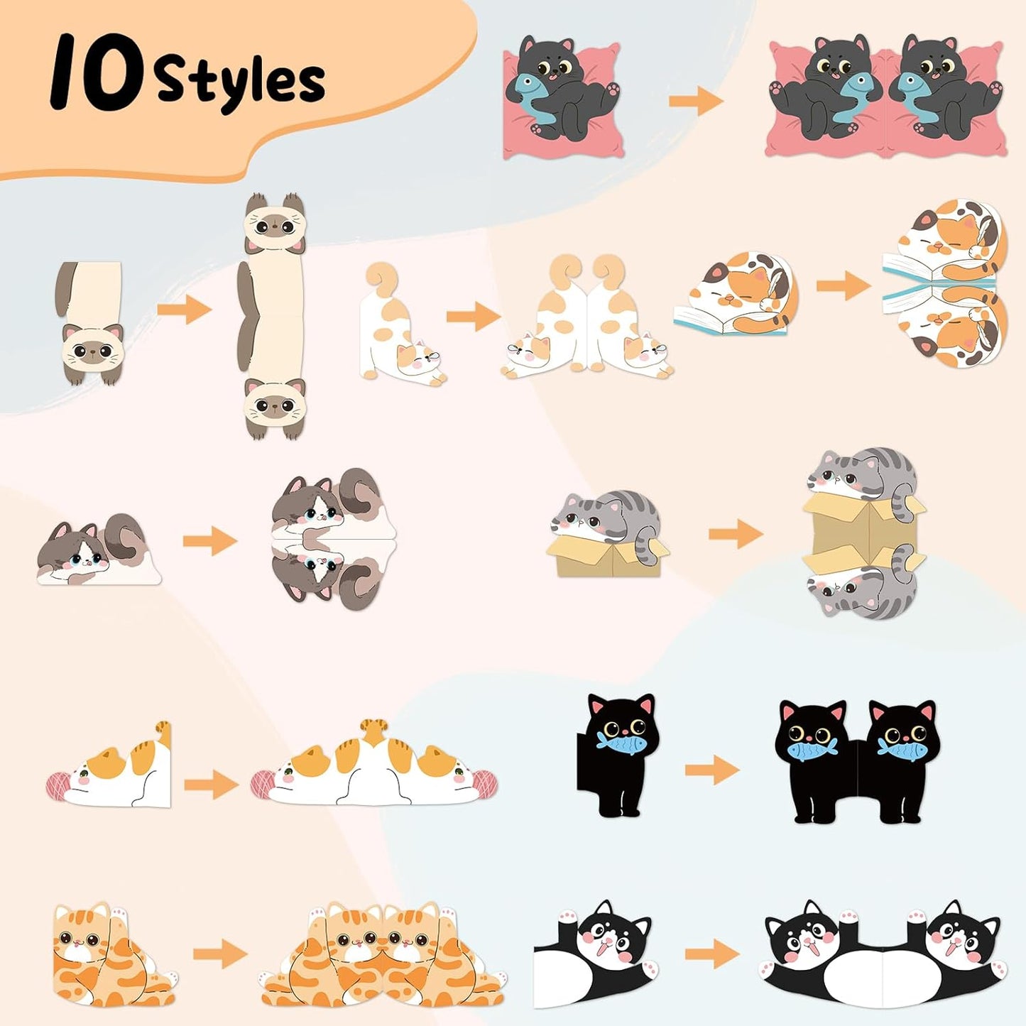 10Pcs Magnetic Bookmarks, Cute Cat Bookmarks Funny Book Marker Clips Easter Gifts for Women Reading Book Lover Gifts