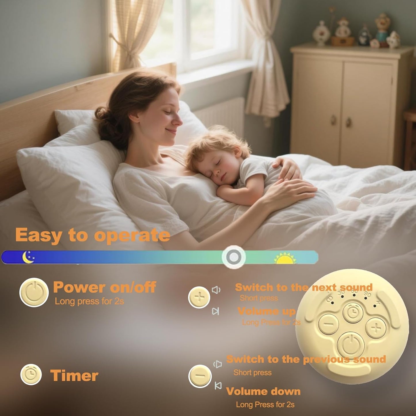 Portable White Noise Machine for Adults Kids Baby，Mini and Tiny,Travel Sound Machine for Sleep, 32 Non-looping Sounds,Sound Therapy for Travel Camping Home and Office， Easy to Pocket