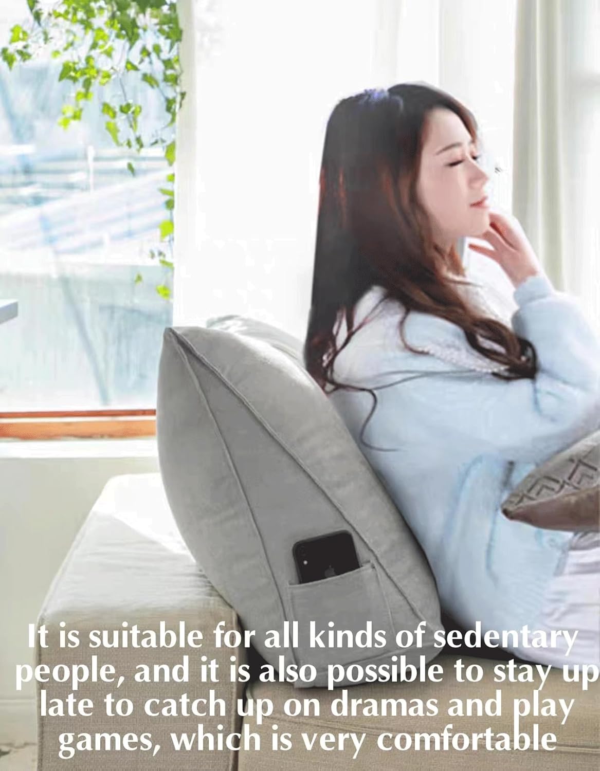 Triangle Headboard Pillow - Soft Backrest Cushion for Bed Sitting, Lumbar Support, Leg Positioning, Ideal for Daybed & Resting Comfort. (Brown 80x50x20cm)
