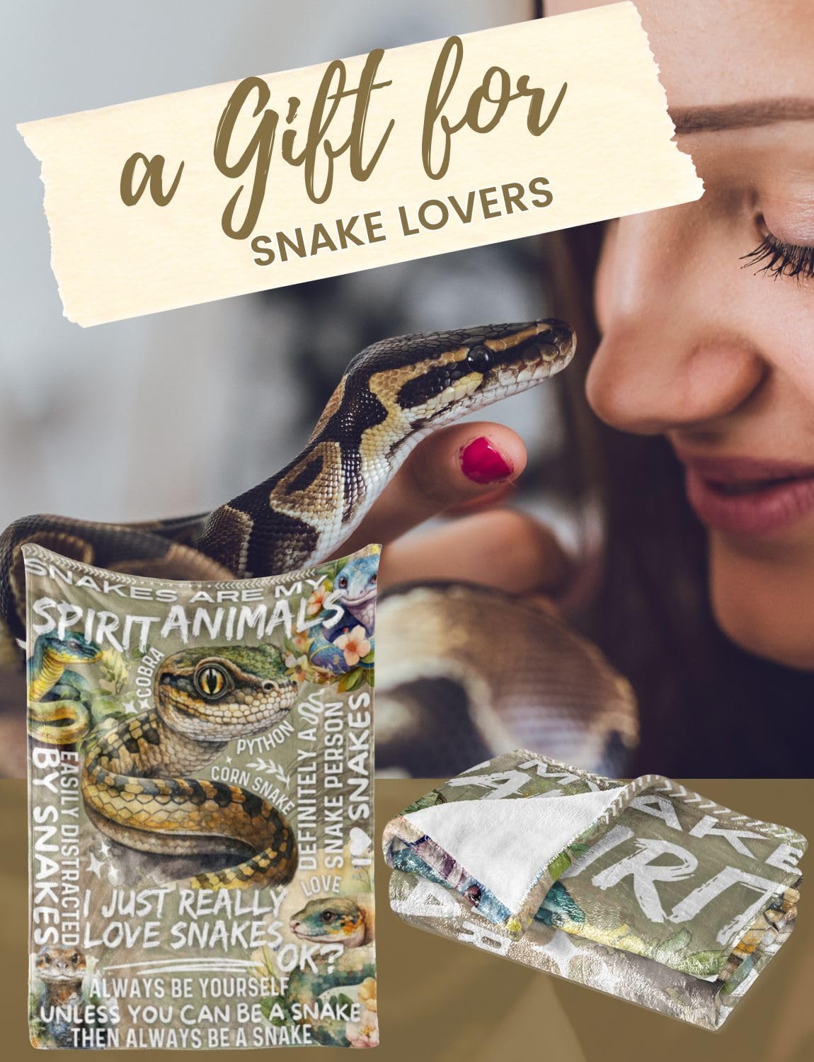 Snake Lovers' Gift: Cobra Blanket Throw, 50x65 Inches - Snakes as Spirit Animals