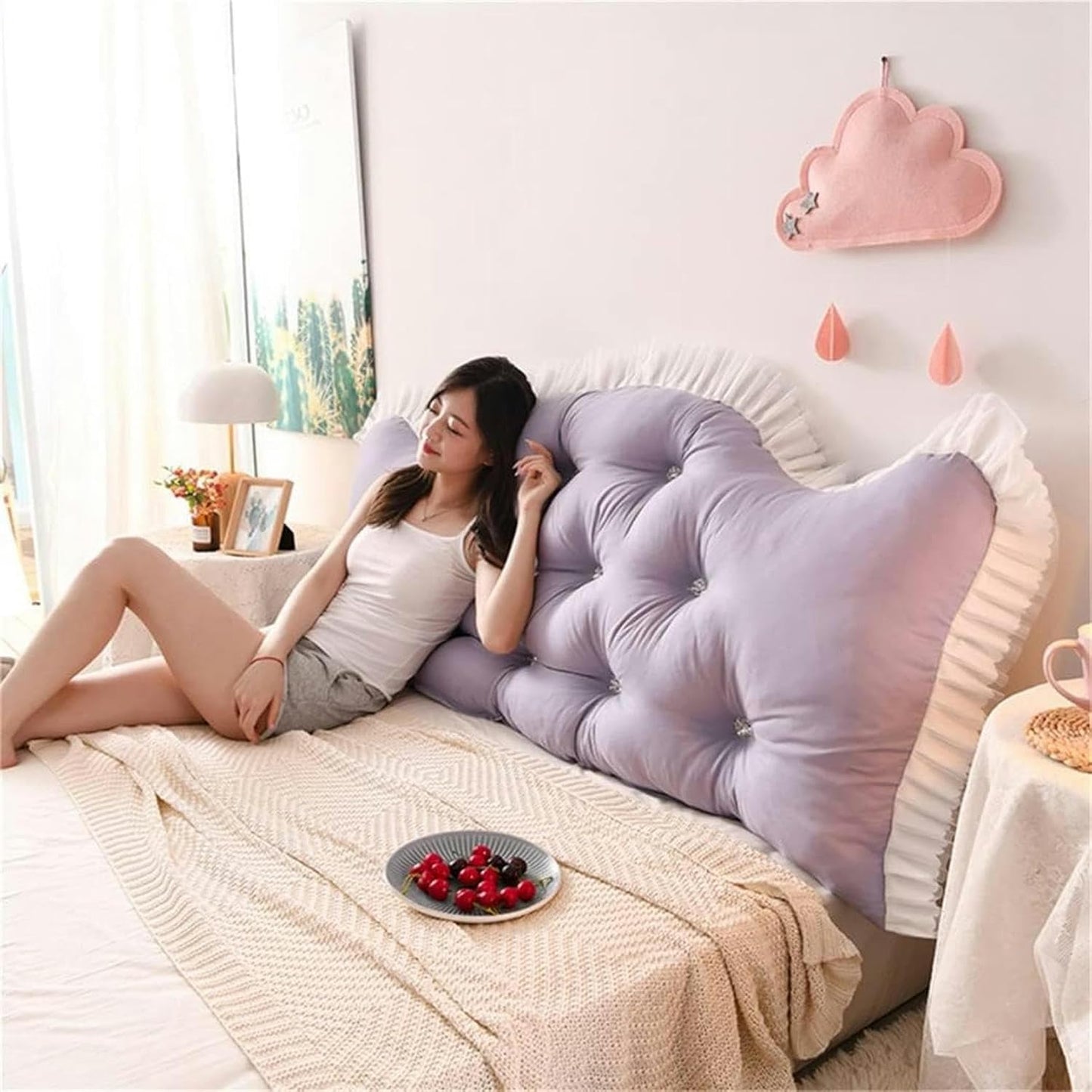 AMNOOL Soft Reading Pillow for Adult, Extra Large Bed Rest Back Support Cushion for Pregnancy, King Headboard Sitting Up Pillow for Watching TV, Gaming