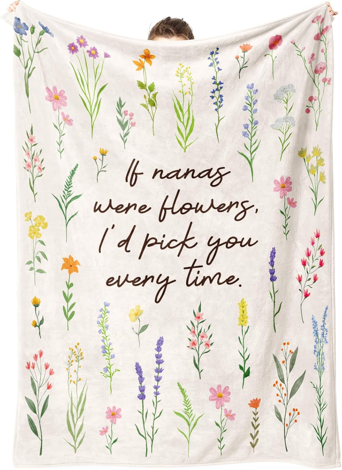 Nana Gifts, Floral Printed Blanket, Nana Birthday Gifts from Grandkids, Best Grandma Gift on Mothers Day, Soft Throw Blanket 50'' x 60''