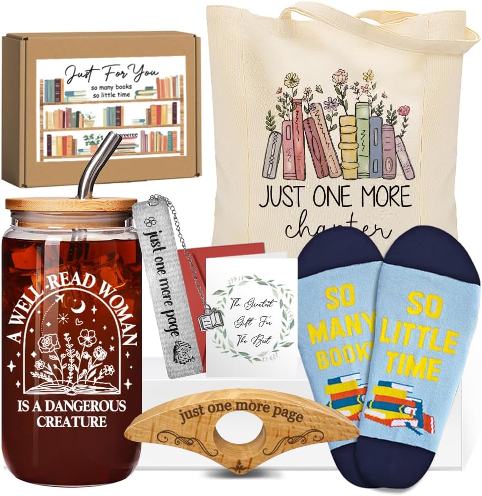 7Pcs Book Lover Gifts for Women, Bookish Birthday Gifts for Readers, Librarians, Bookworms, Present for a Book Lover Reading Gift for Women, Learning Graduation Gift for Teacher Student
