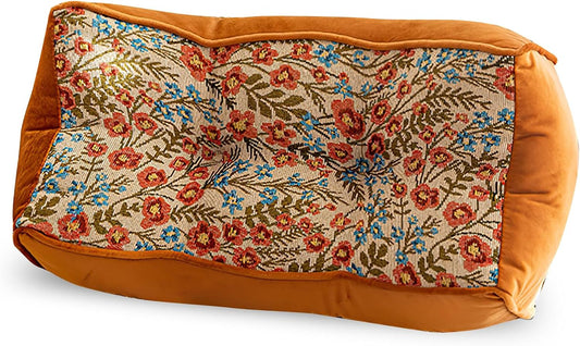 15-Inch Printed U-Shaped Lumbar Pillow – Country Style Decorative Throw Cushion for Bed, Sofa, Living Room, and Home Decor (Orange)