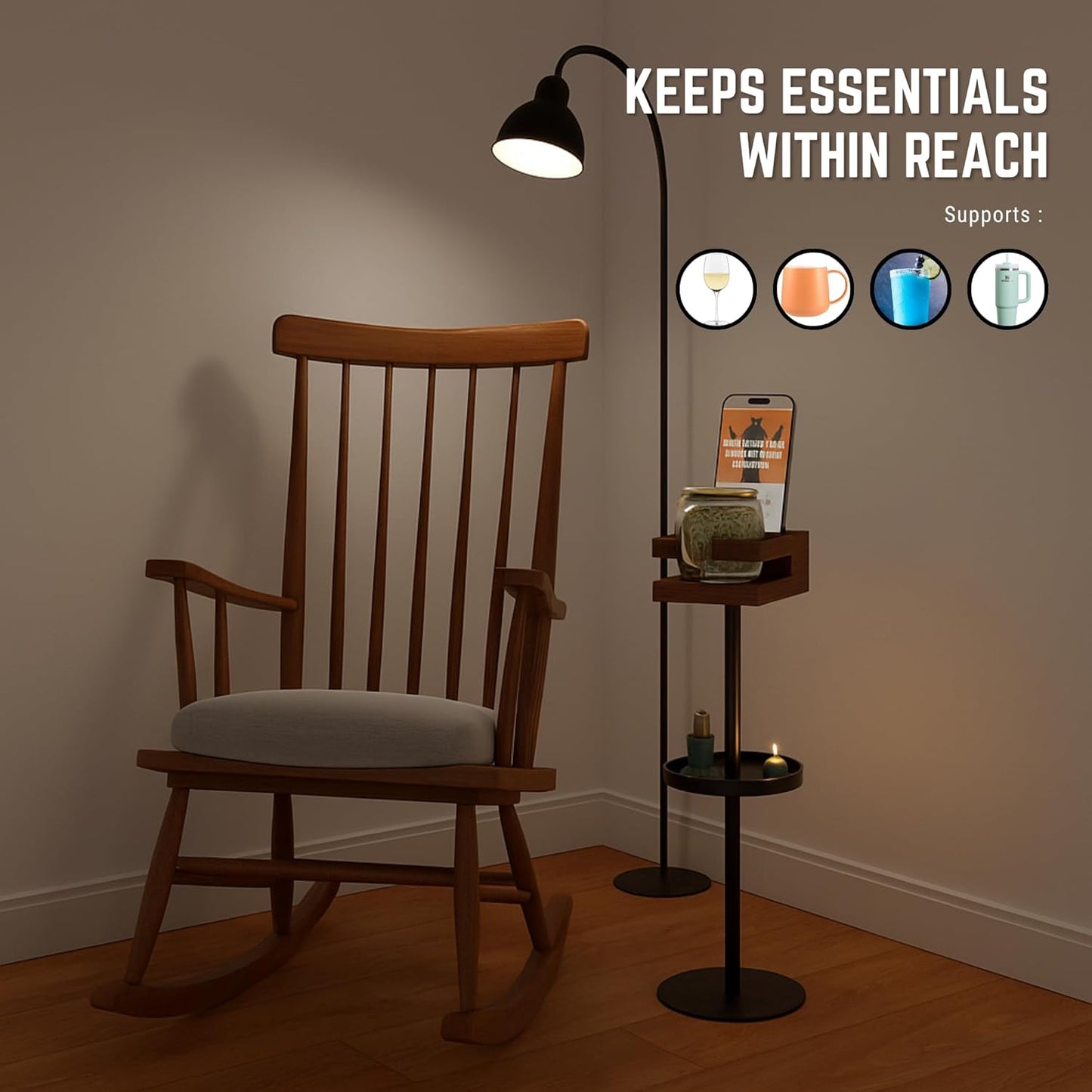 Drink Table for Small Spaces - Slim Pedestal Side Table with Real Wood Top & Stable Base for Coffee & Cocktails - Ideal for Tight Living Room & Bedroom Spaces (Walnut)