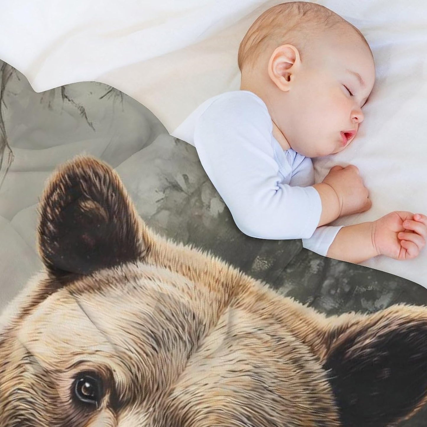 Bear Family Throw Blanket for Couch Bed Plush Cozy Fuzzy Flannel Blanket for All Season 40"x50"