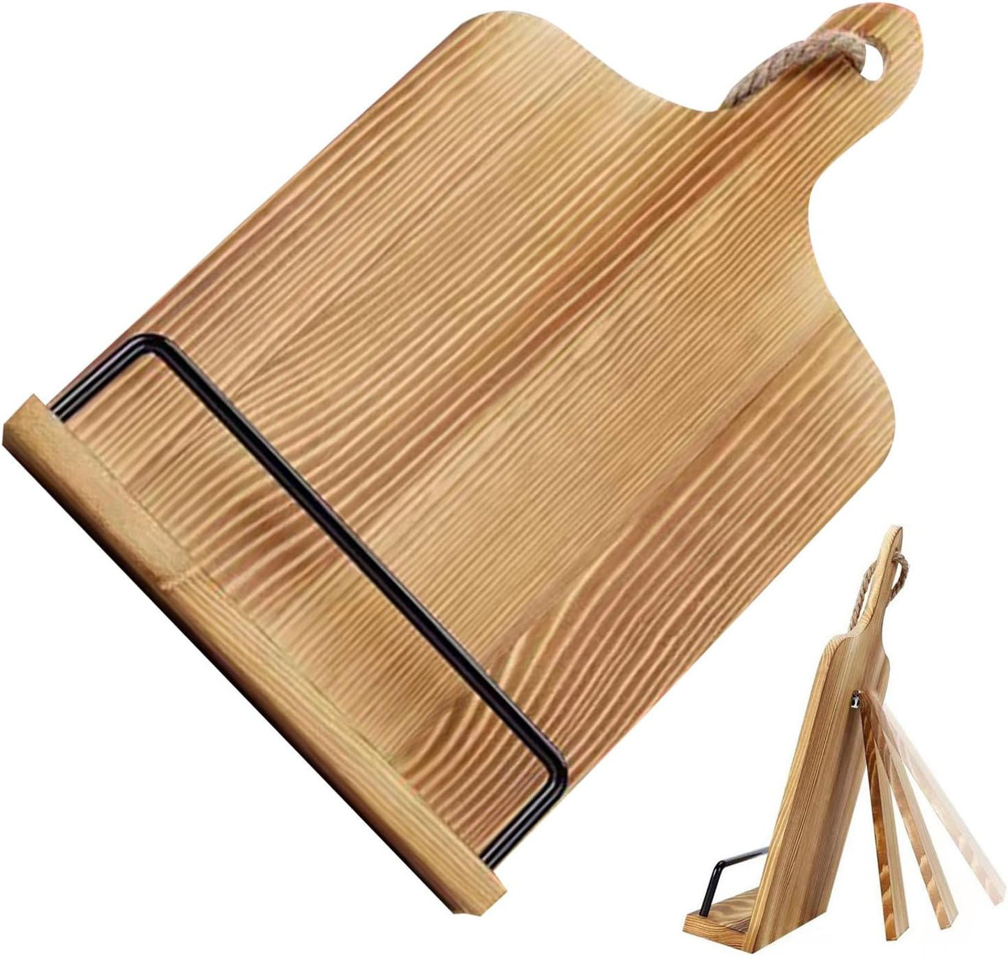 Cookbook Storage Organizer - Sturdy Wooden Shelf, Durable Recipe Book Holder, Christmas Housewarming Gift, Countertop Kitchen Rack, Natural Timber Finish, Aesthetic Culinary Display Stand
