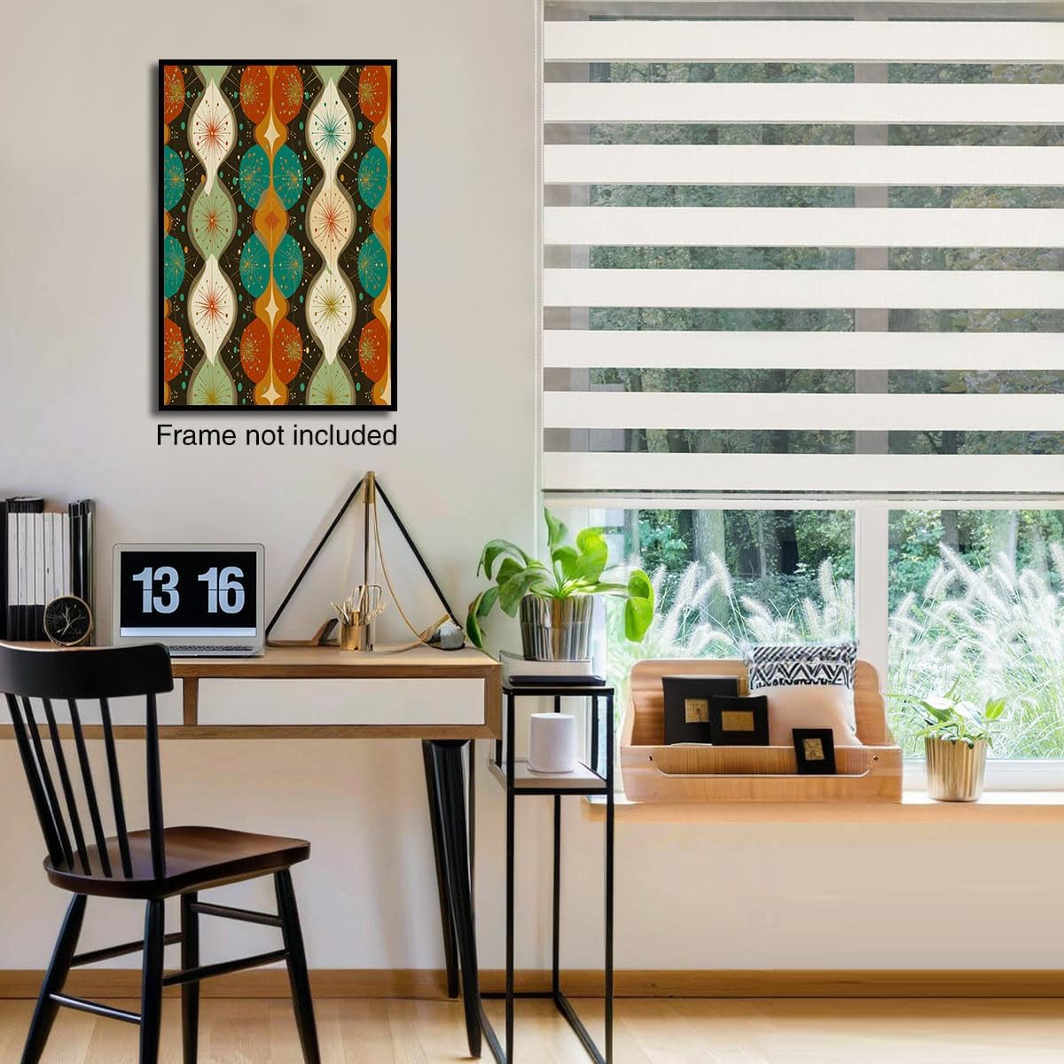 GDJSMIN Mid-Century Modern Wall Art, Abstract Geometric Shapes Poster for Reading Room Living Room Decor 12x 16 inch Unframed