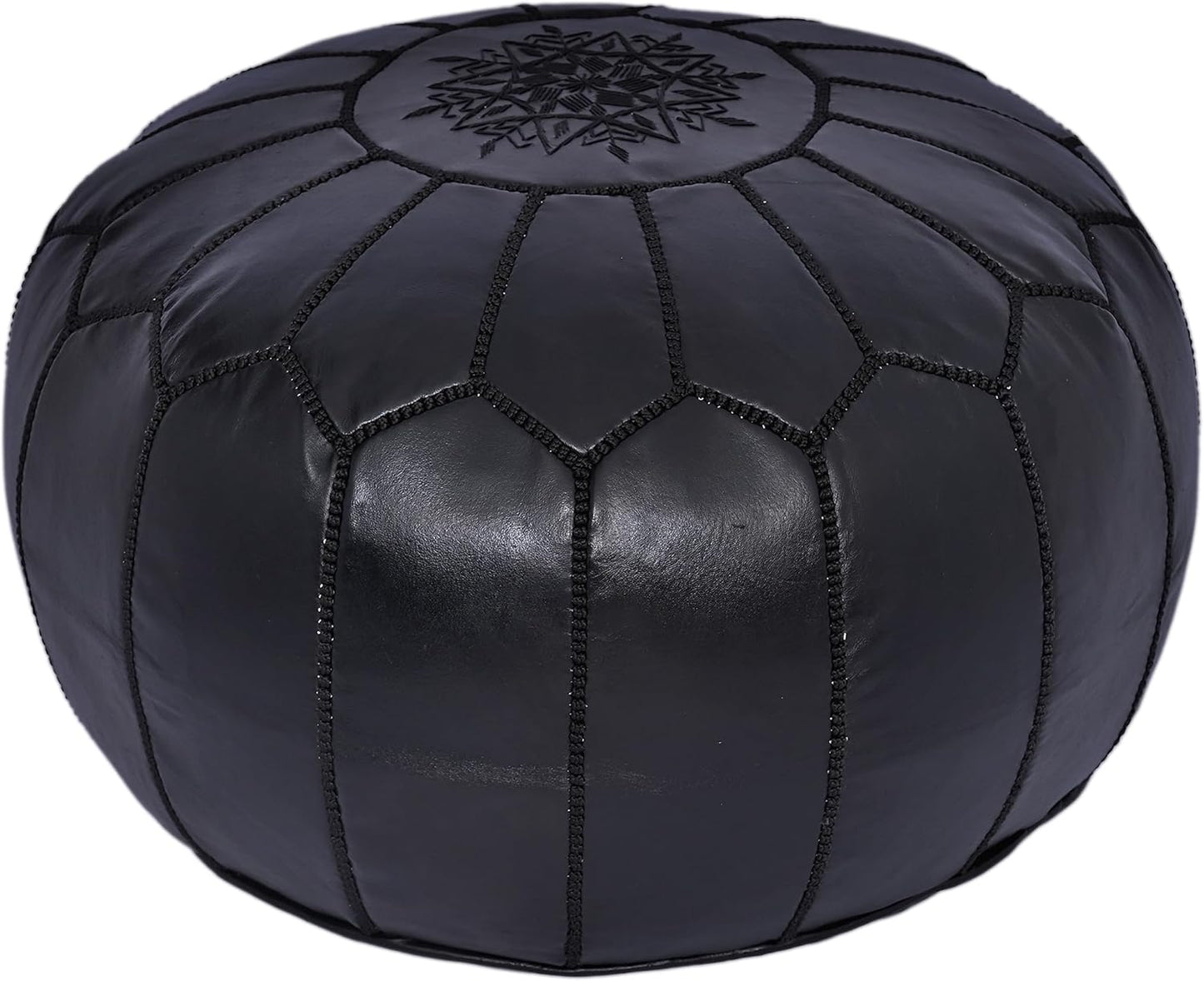 Marrakesh Gallery Genuine Leather Round Pouf Unstuffed - Moroccan Ottoman Footstool, Footrest Cover - Boho Decor - Bohemian Living Room, Bedroom, Kids Room, Gift & Wedding