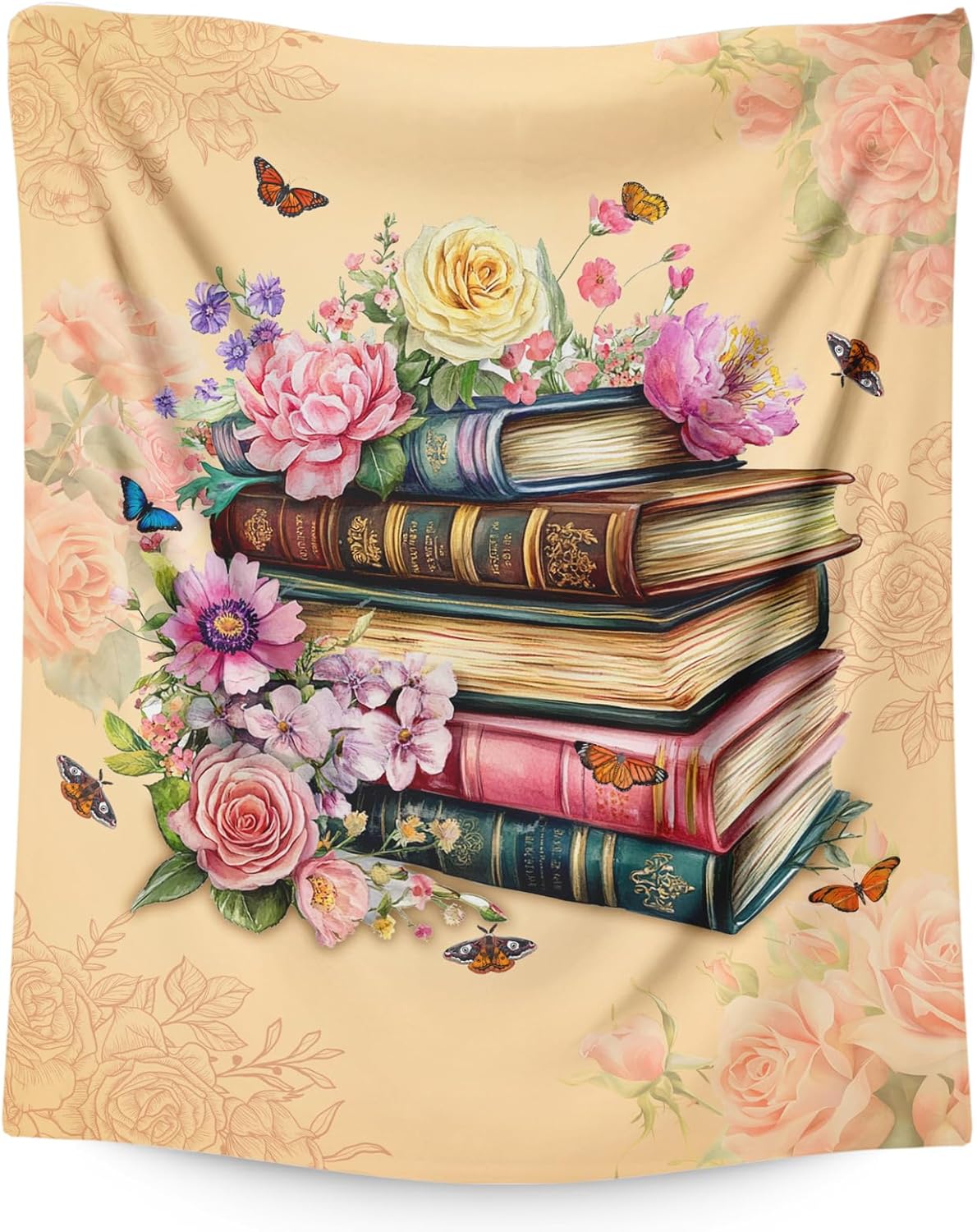 Girls Book Blanket for Daughter Mom, Floral Throw Blankets 40x50 Inches Lightweight Soft Cozy Reading Throw for Sofa Couch Bed Home Decor