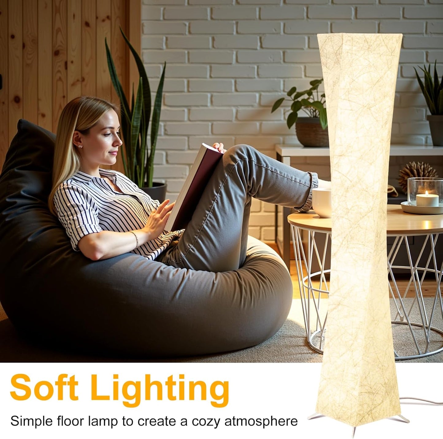 WORLD WIN LED Floor Lamp for Living Room, 61'' Modern Floor Lamp with 3 Color Temperature Light, APP & Remote Control, Timer Setting, Dimmable Standing Corner Lamps for Bedroom, Office