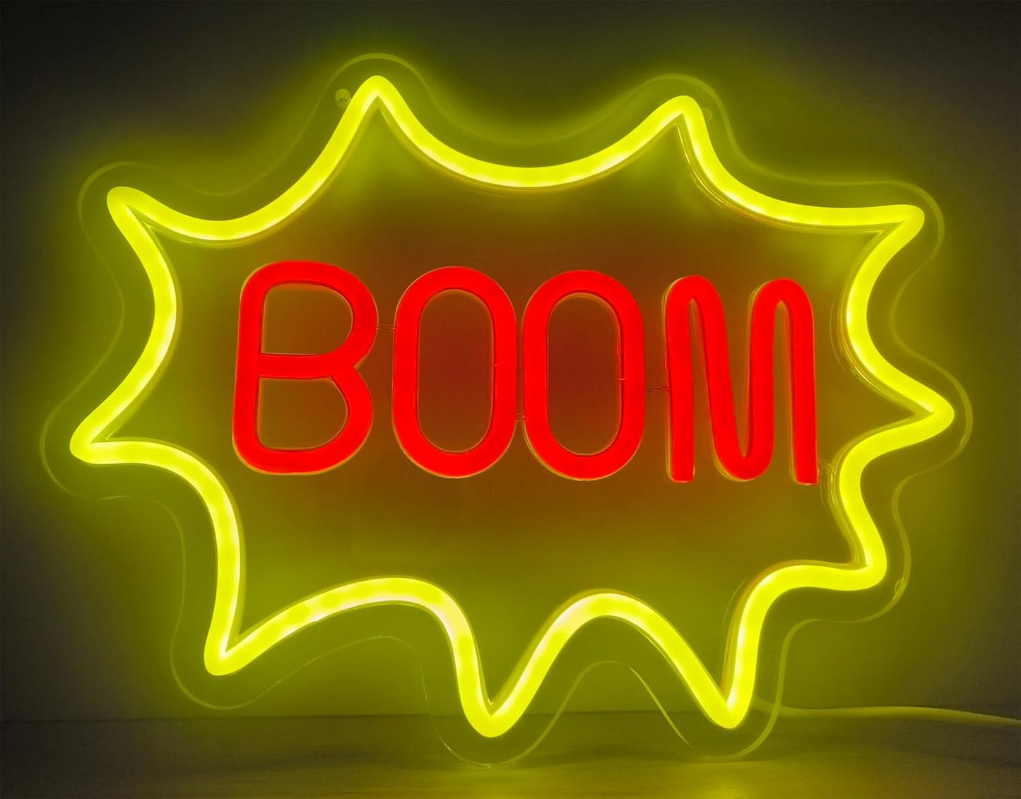Boom Neon Sign for Game Comic Room Dance Club Decor, Gamers Comic Book Fans Gift