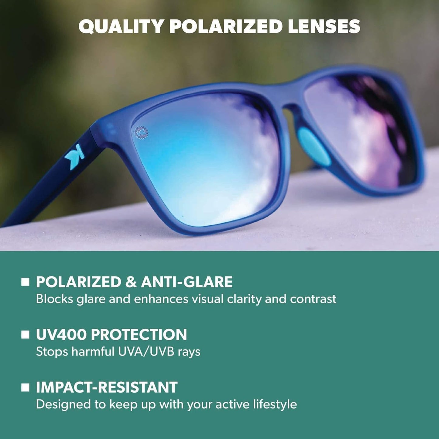 Knockaround Fast Lanes Sport Polarized Lightweight Sunglasses for Men & Women - UV400 Protection - Running