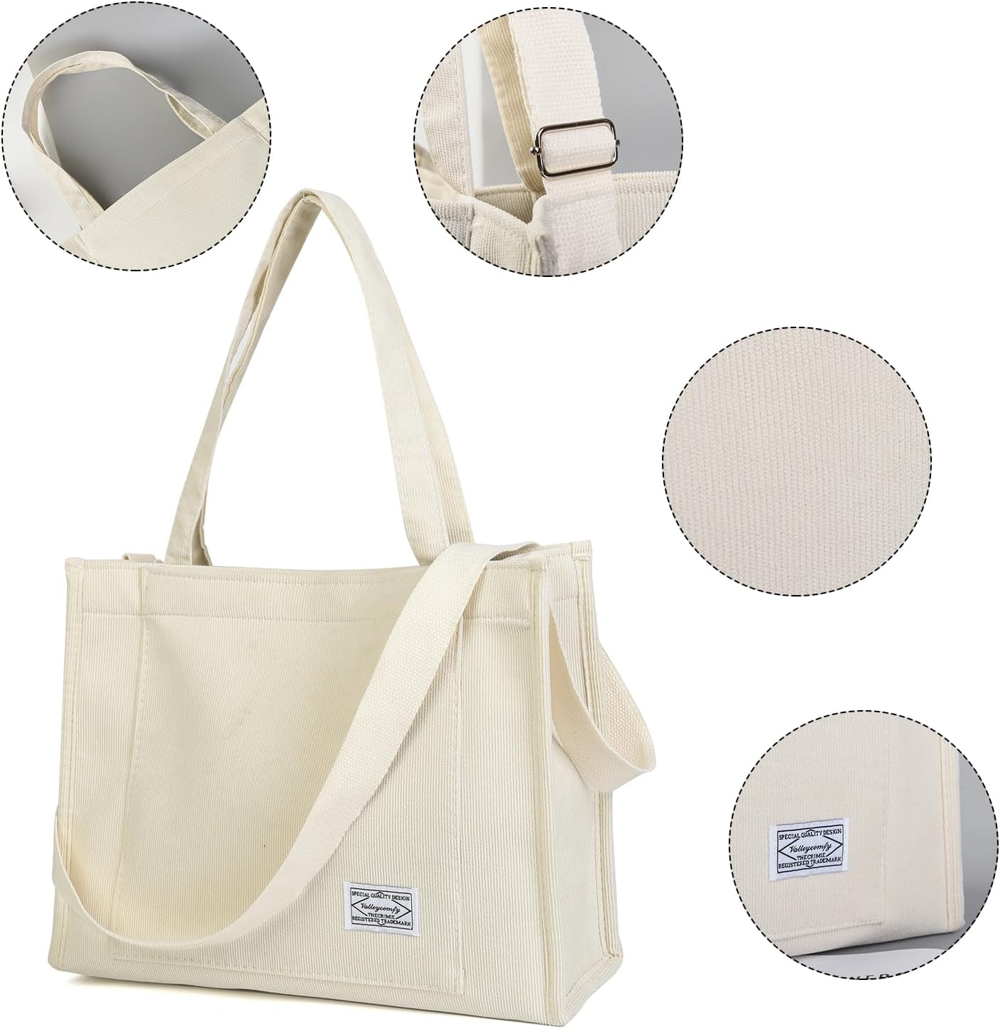 Valleycomfy Corduroy Tote Bag for Women Travel Crossbody Bag Purse Women Shoulder Bags Work Handbags Everyday Hobo Bag