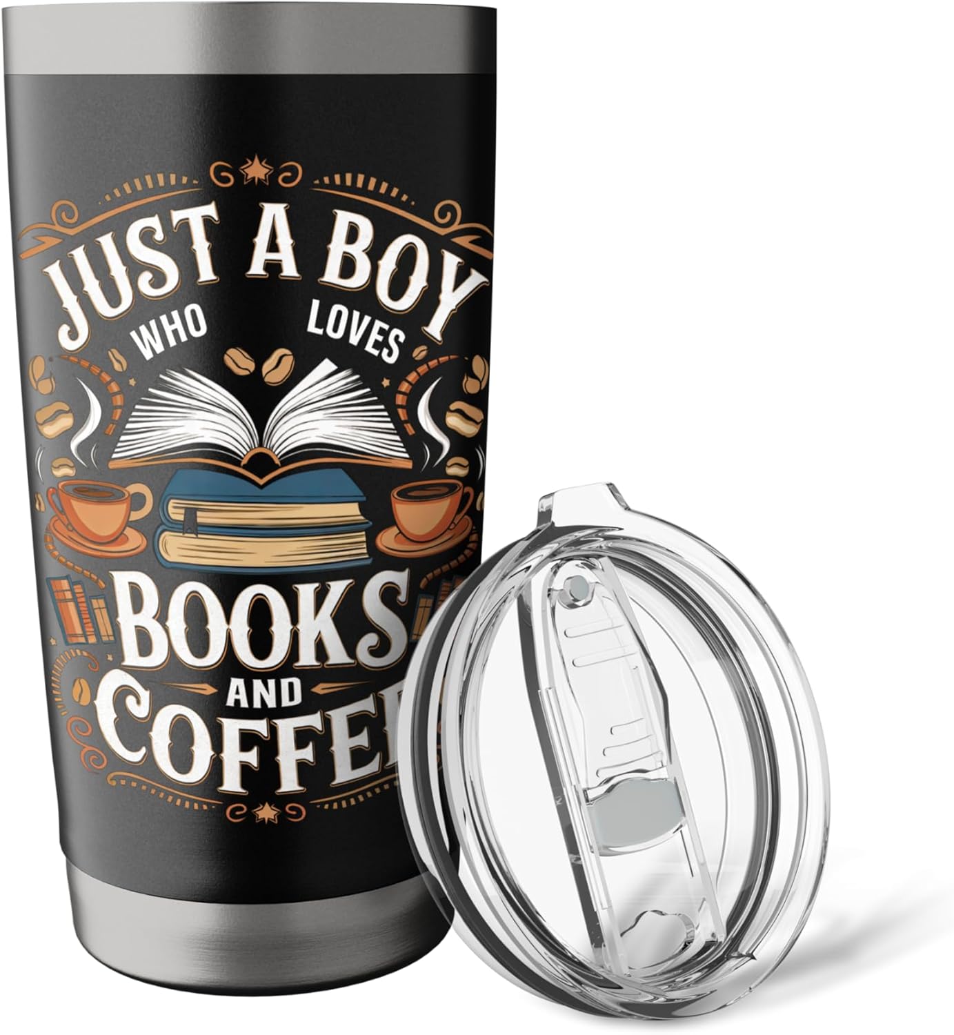 Just a Boy Who Loves Books Coffee Bookworm Book Reader Stainless Steel Insulated Tumbler