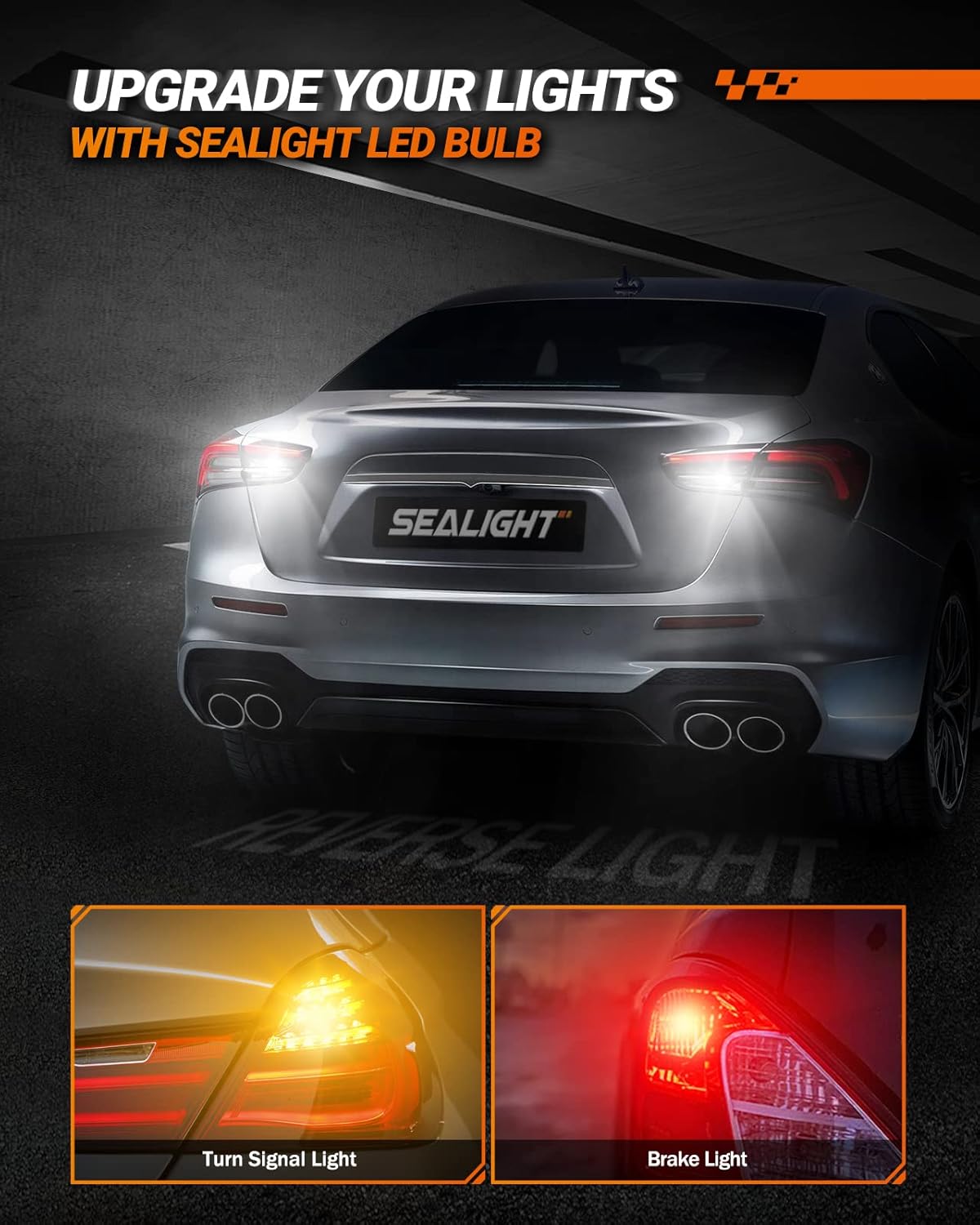 SEALIGHT 3157 LED Bulb Reverse Light, Brake Bulbs 600% Brighter 6000K 1800LM Super Bright 3056 3156 3057 LED Bulbs with Projector Len for DRL Tail Brake Turn Signal Lights, White 2PCS