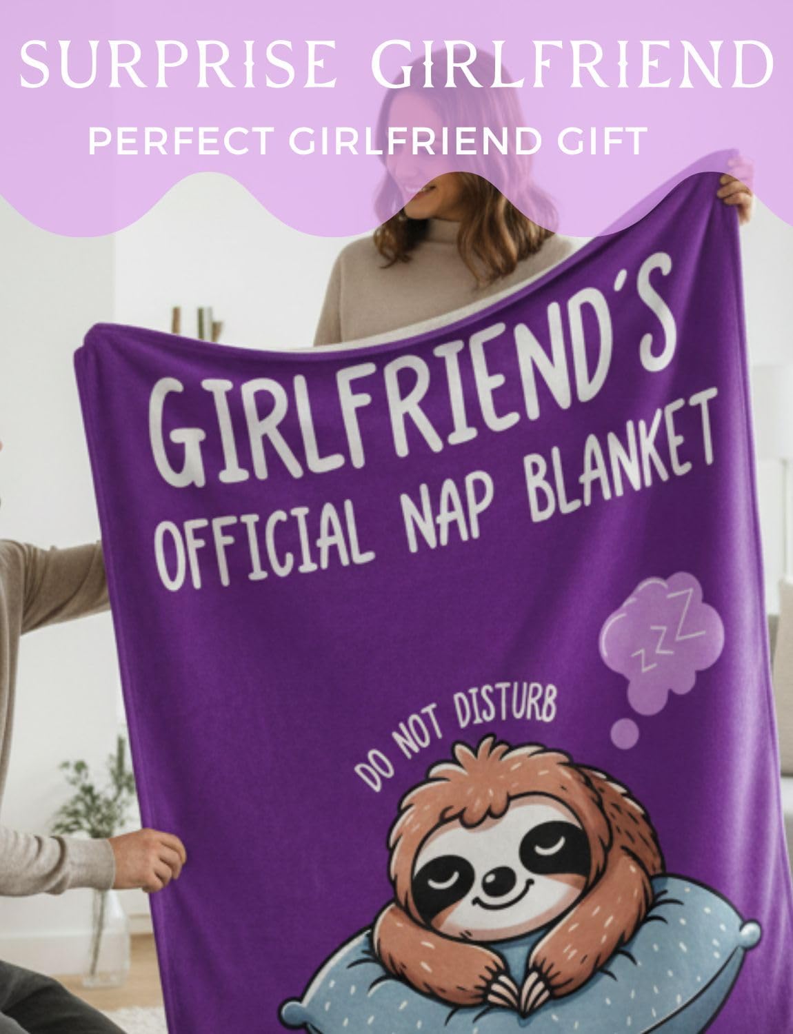 Girlfriend Gifts, Valentine's Day Christmas Birthday Gifts for Her, GF, Girlfriend, Flannel Throw Blanket 60X80 Inches