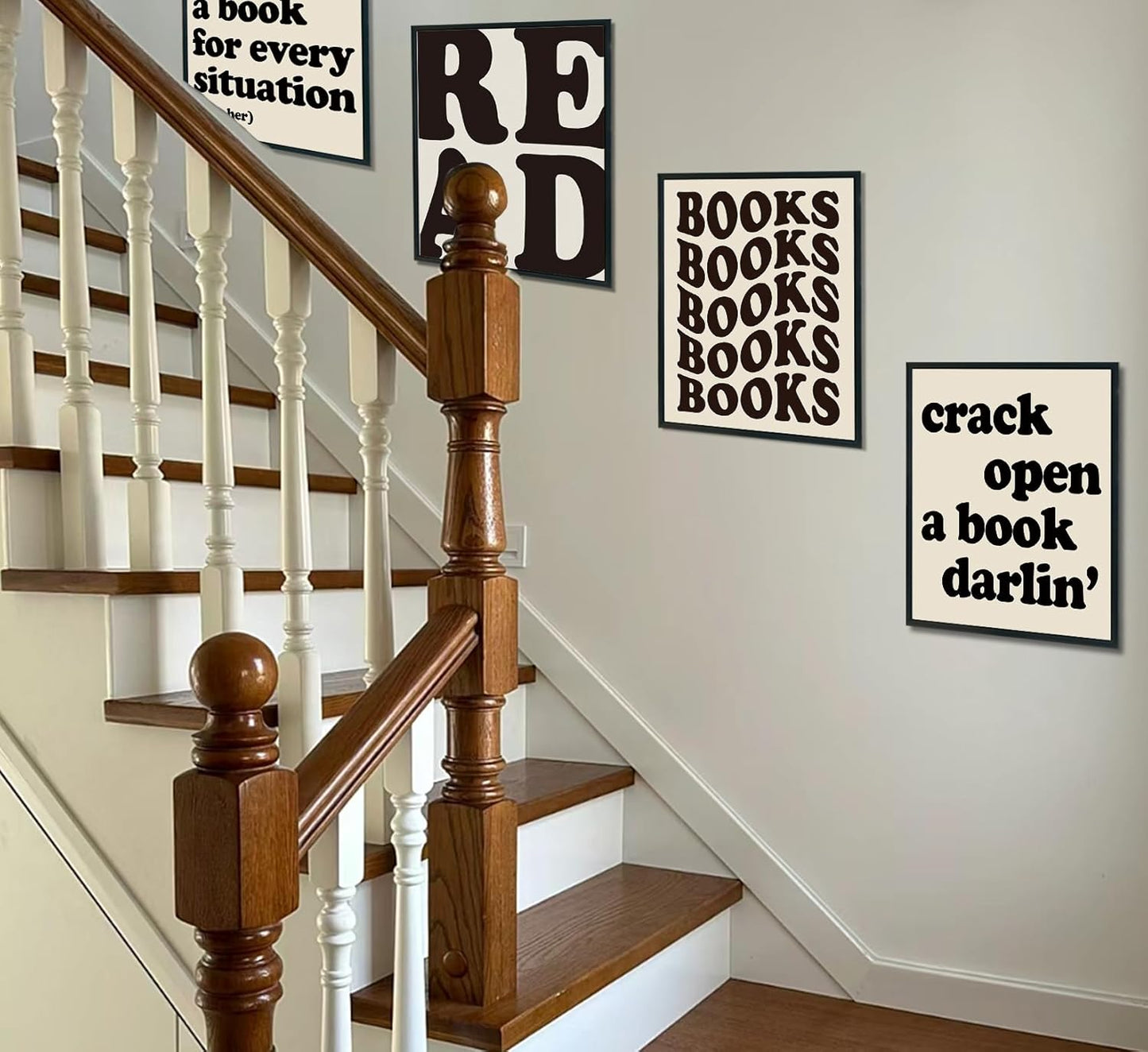 ULEGIE Book Decor, Book Club Decorations Reading Wall Art Decor, Reading Posters for Library, Vintage Books Wall Art Prints for Reading Corner Classroom Girl Room, 8x10 Inch Unframed