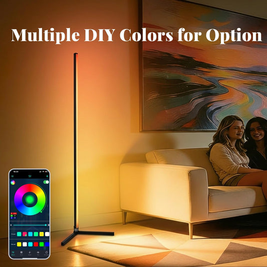 RGB Floor Lamp LED Corner Floor lamp smart Floor lamp with Music Sync Lighting, App & Remote Control, 16 Million Colors Living Room & Gaming Room (1 Pack)