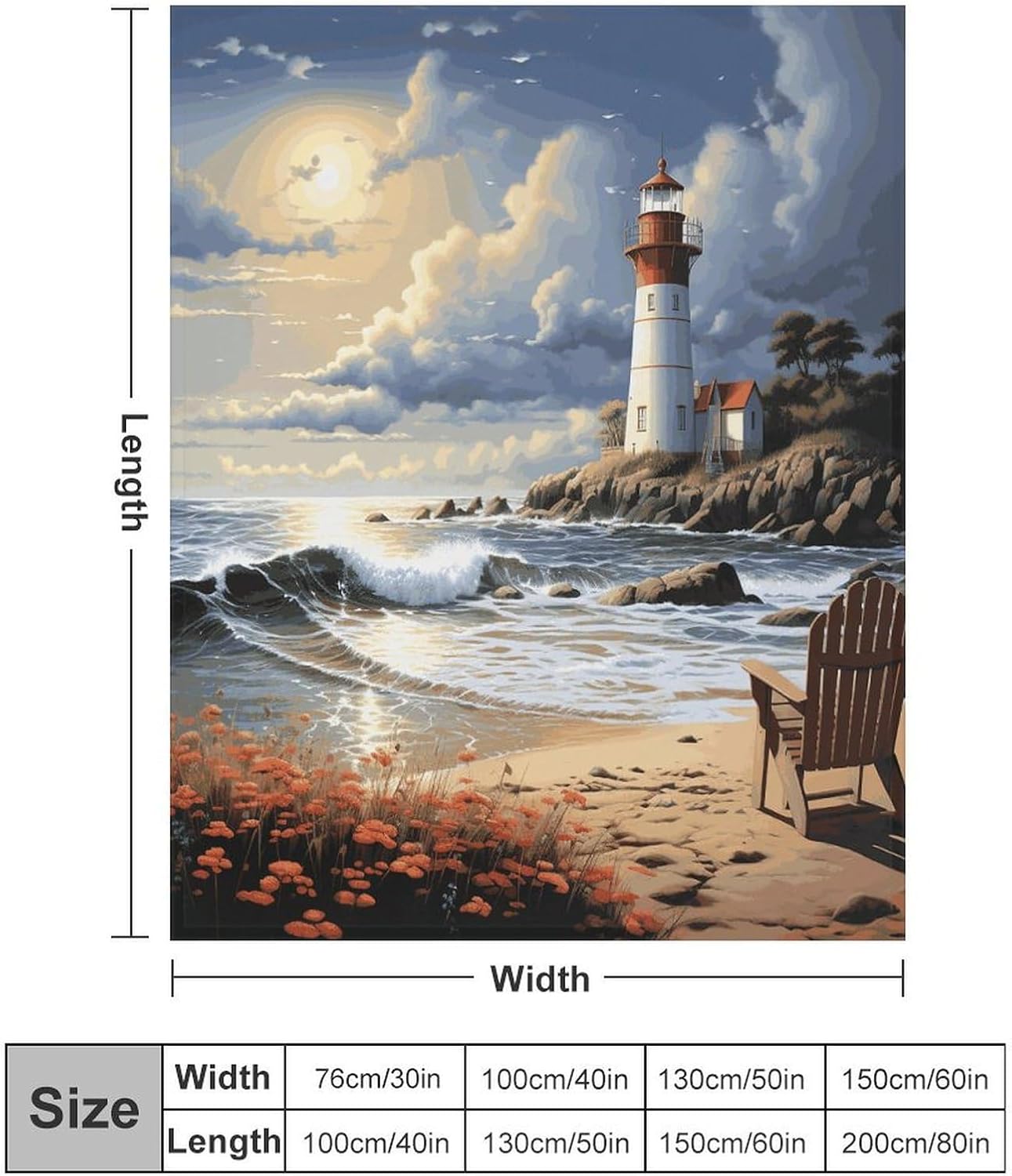 Sea Lighthouse Sandbeach Blanket Super Soft Lightweight Throw Blanket Cute Cozy Warm Bed Blanket Decorative Fuzzy Blanket All-Season Home Decor Gift for Sofa Couch Living Room 50"*60"（130 * 150cm）