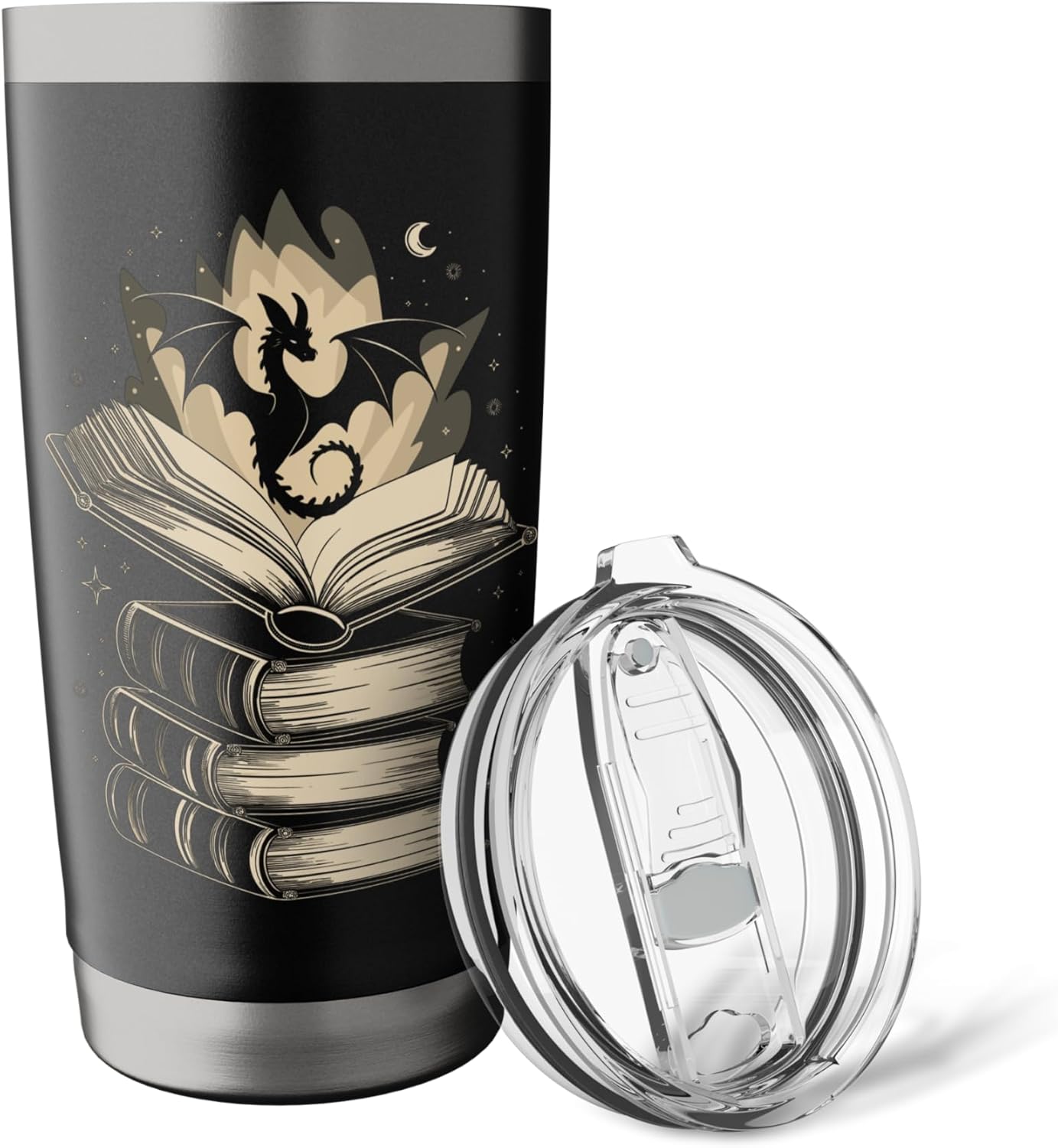 Fantasy Dragon & Books - Magical Reader Stainless Steel Insulated Tumbler